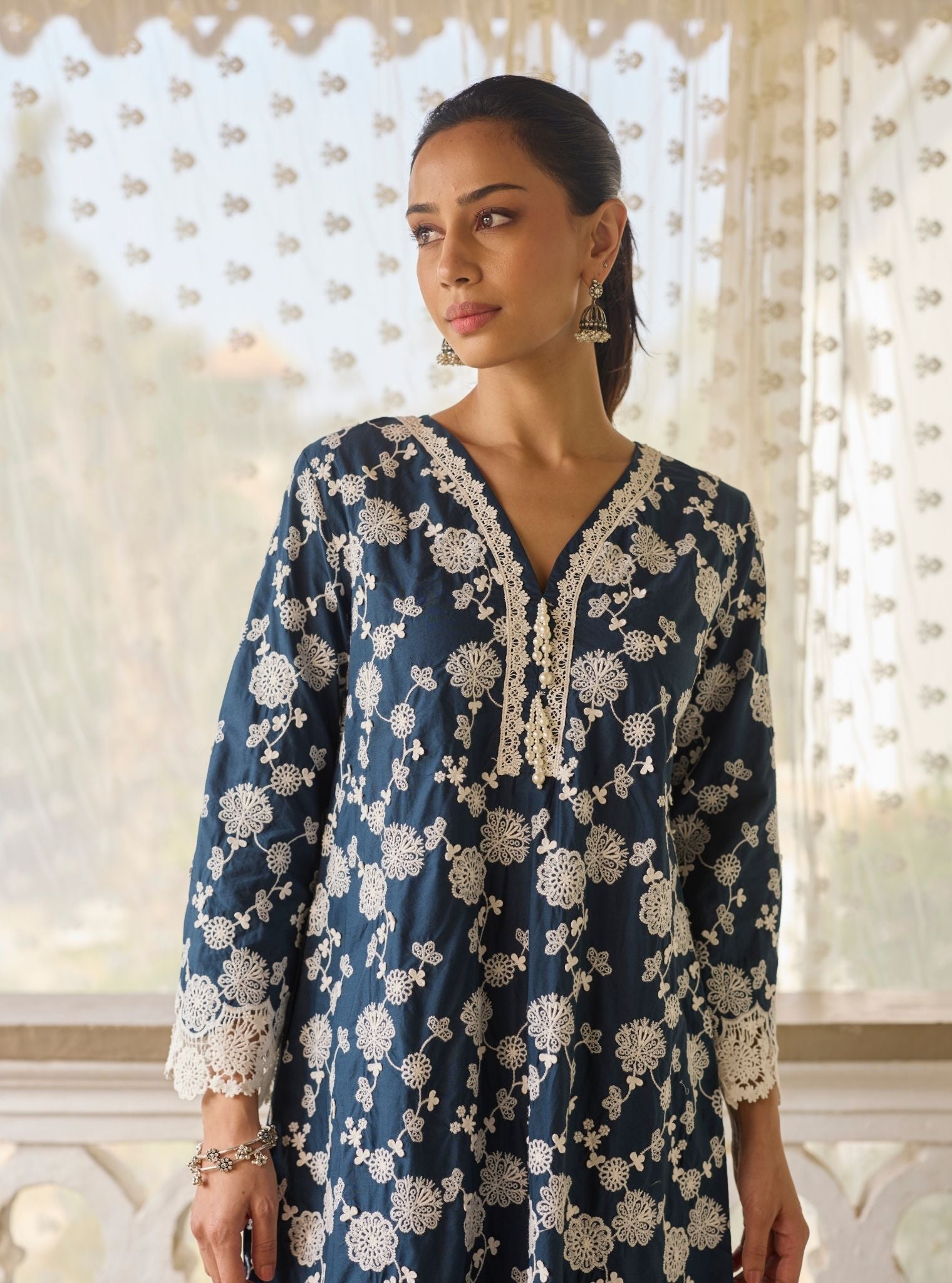 Aaranya Supima Cotton Navy Kurta Set