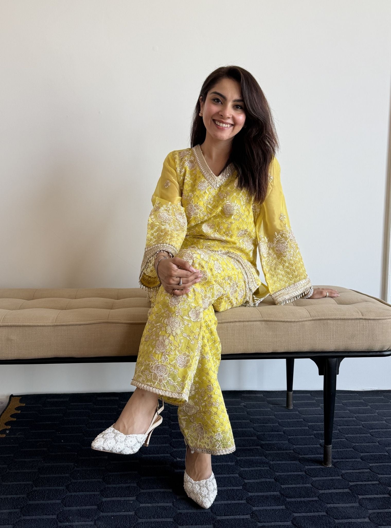 Mudita Organza Lime Green Co-ord Set