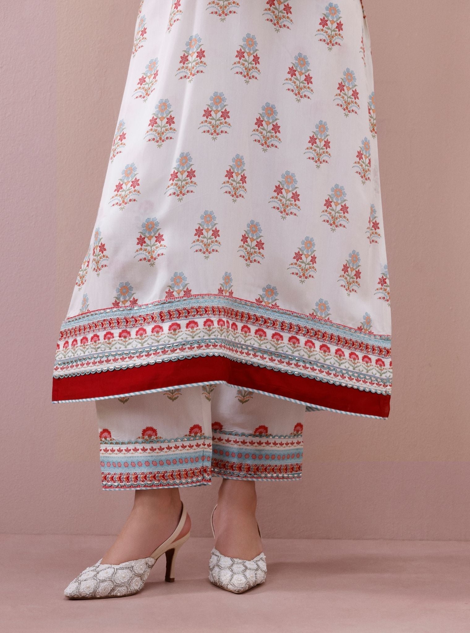 Zela Lawn Printed Off-White Kurta Set