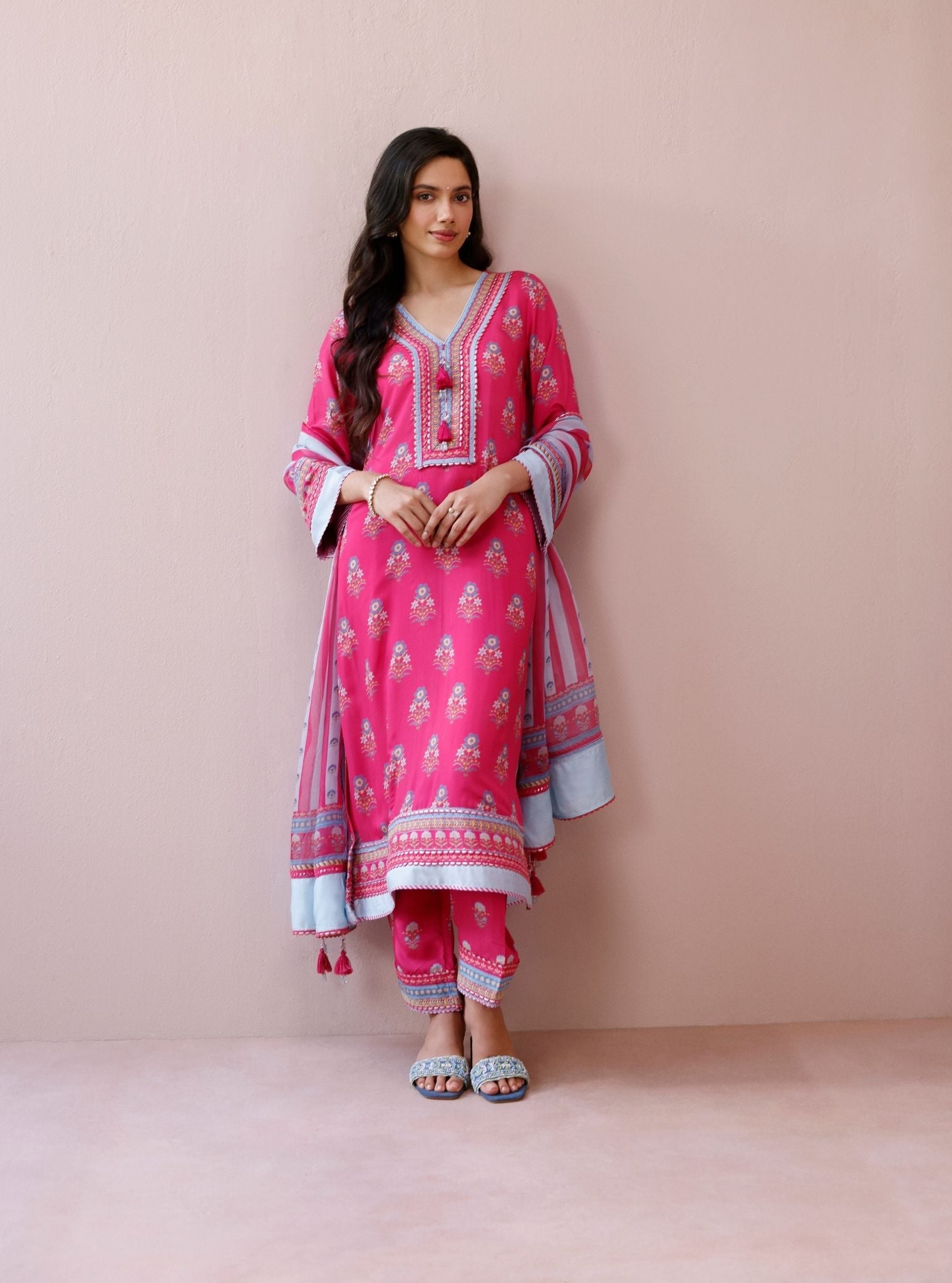 Zela Lawn Printed Fuchsia Kurta Set