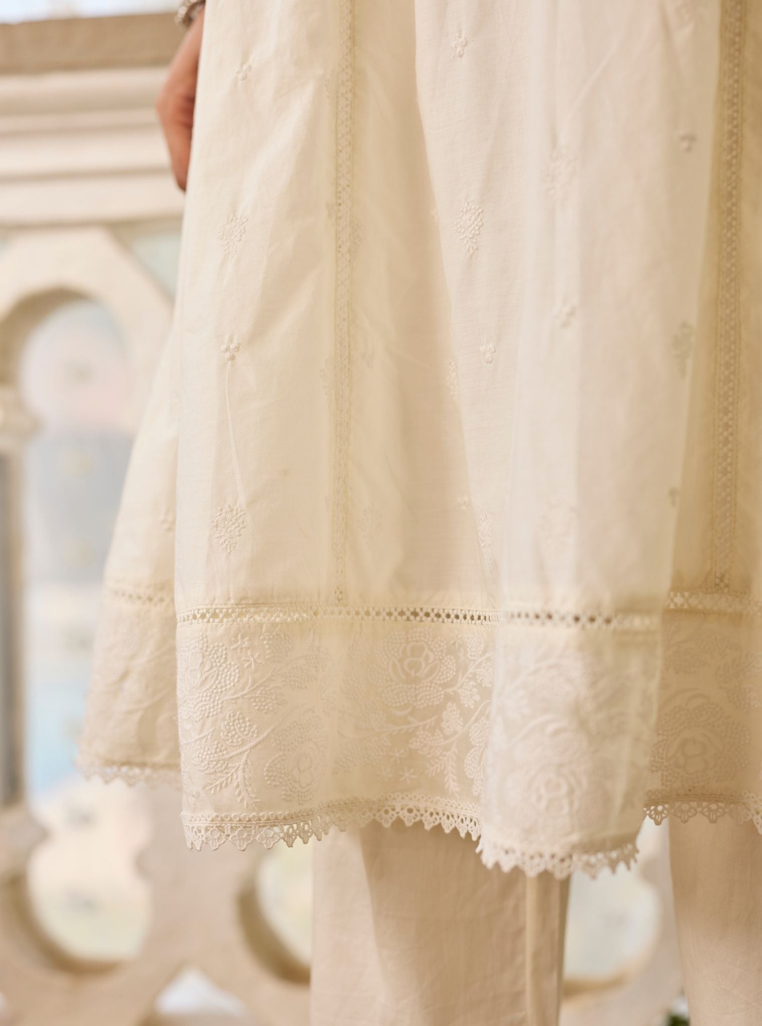 Mysaara Supima Cotton Off-White Anarkali Kurta Set