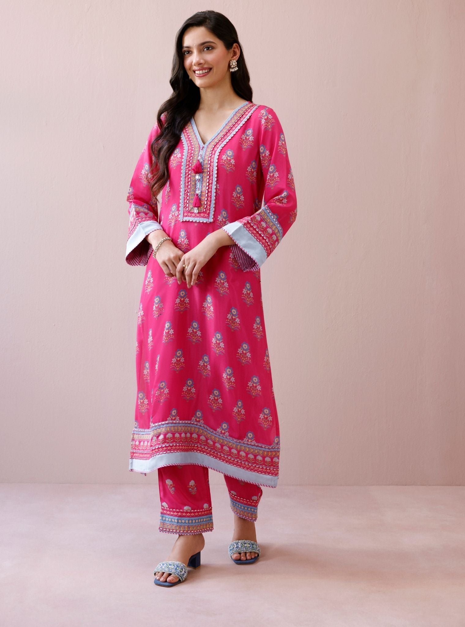 Zela Lawn Printed Fuchsia Kurta Set