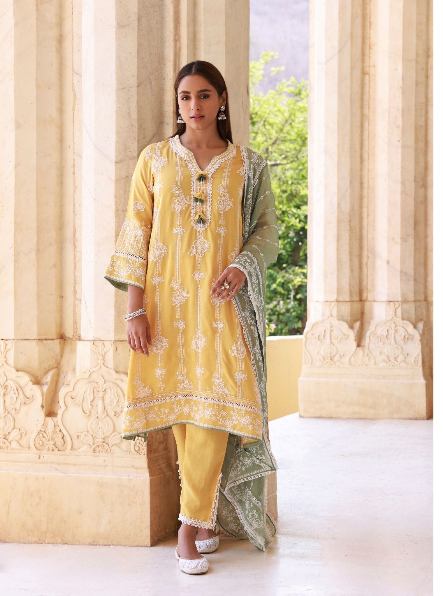 Rimeli Mustard Lawn Kurta Set