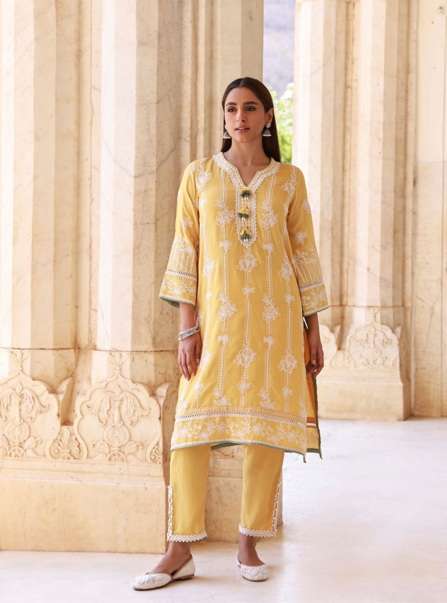Rimeli Mustard Lawn Kurta Set