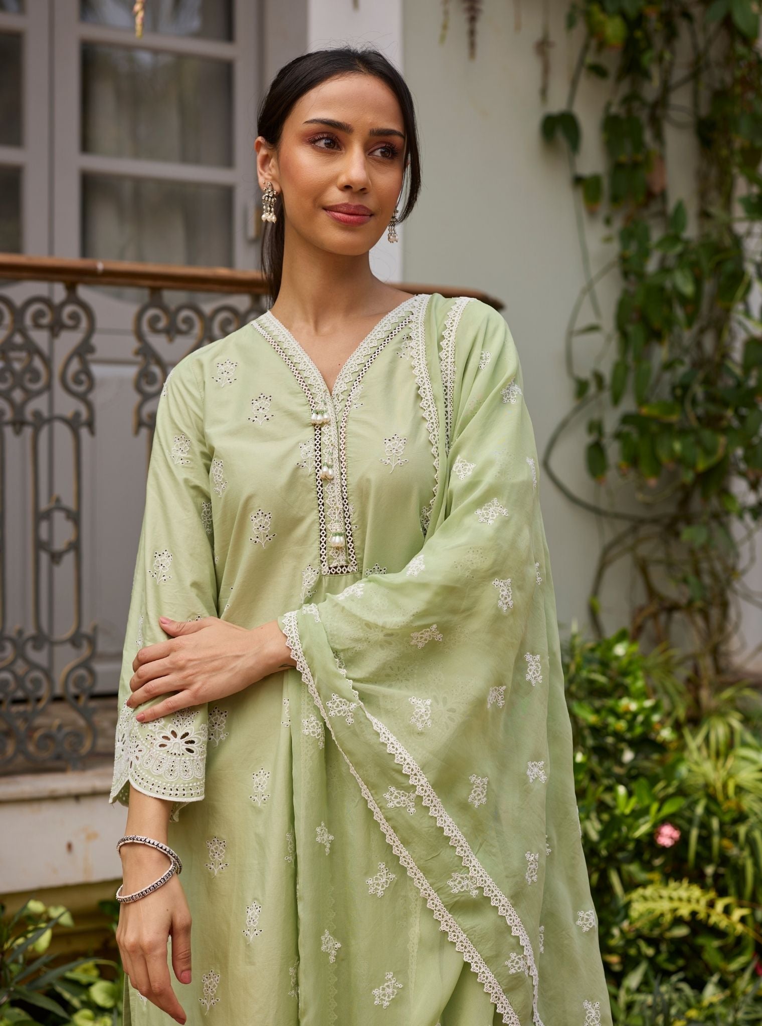 Leniya Supima Cotton Green Kurta Set