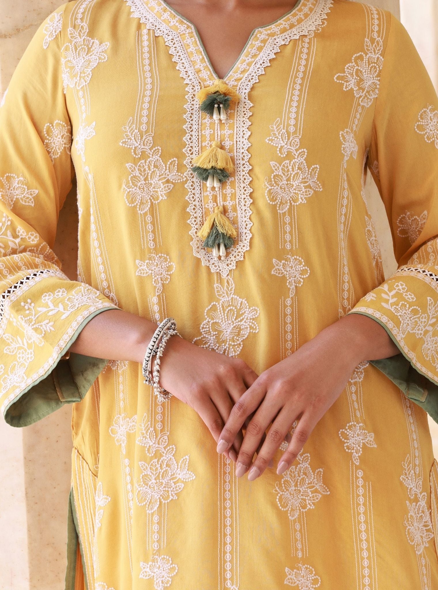 Rimeli Mustard Lawn Kurta Set