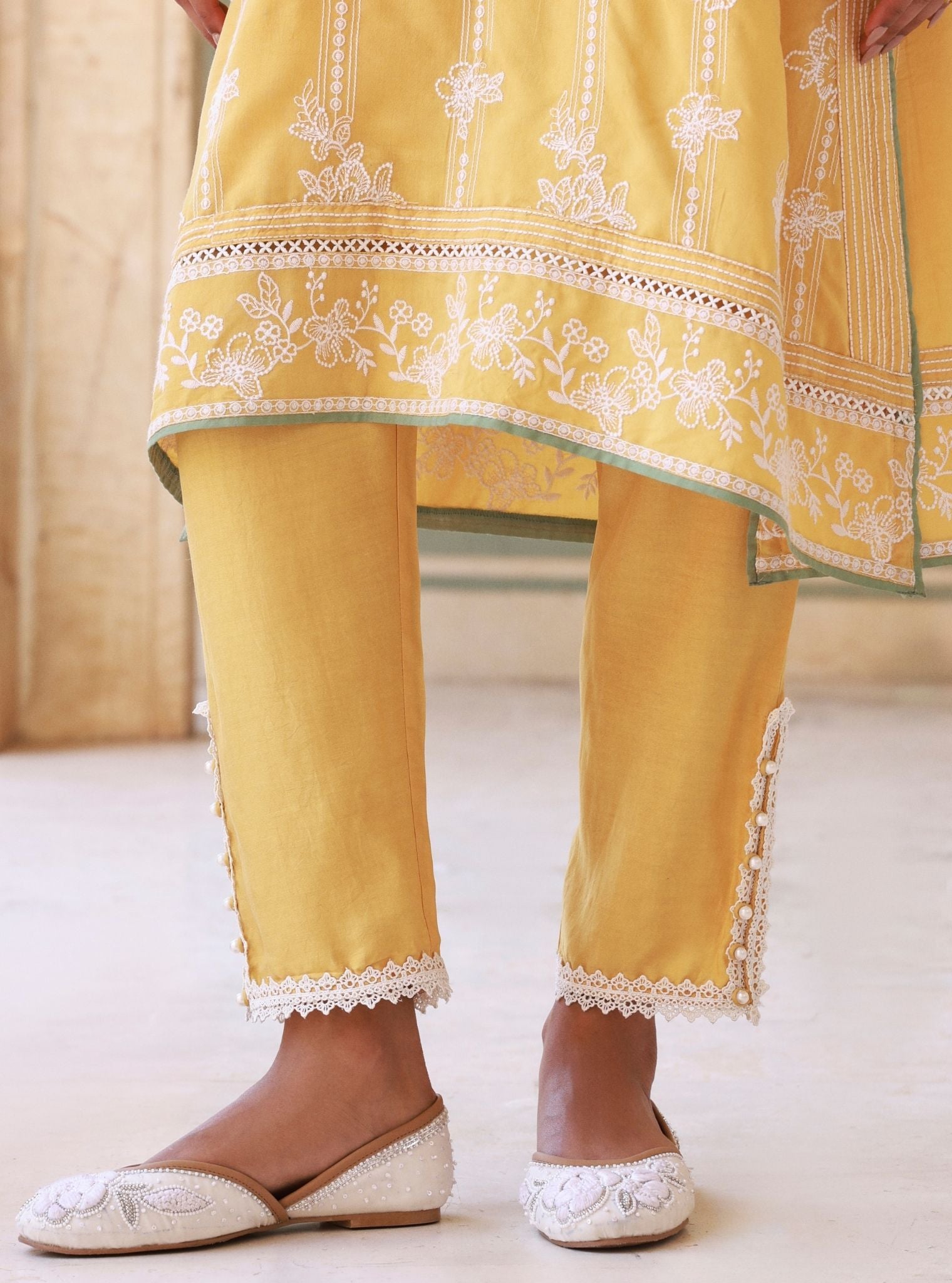 Rimeli Mustard Lawn Kurta Set