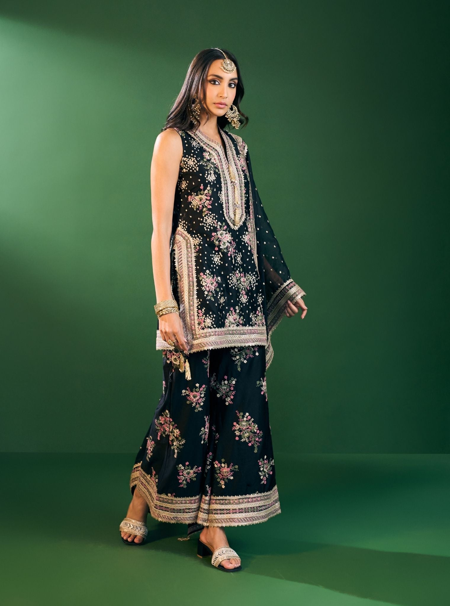 Lami Pima Satin Black Kurta Set