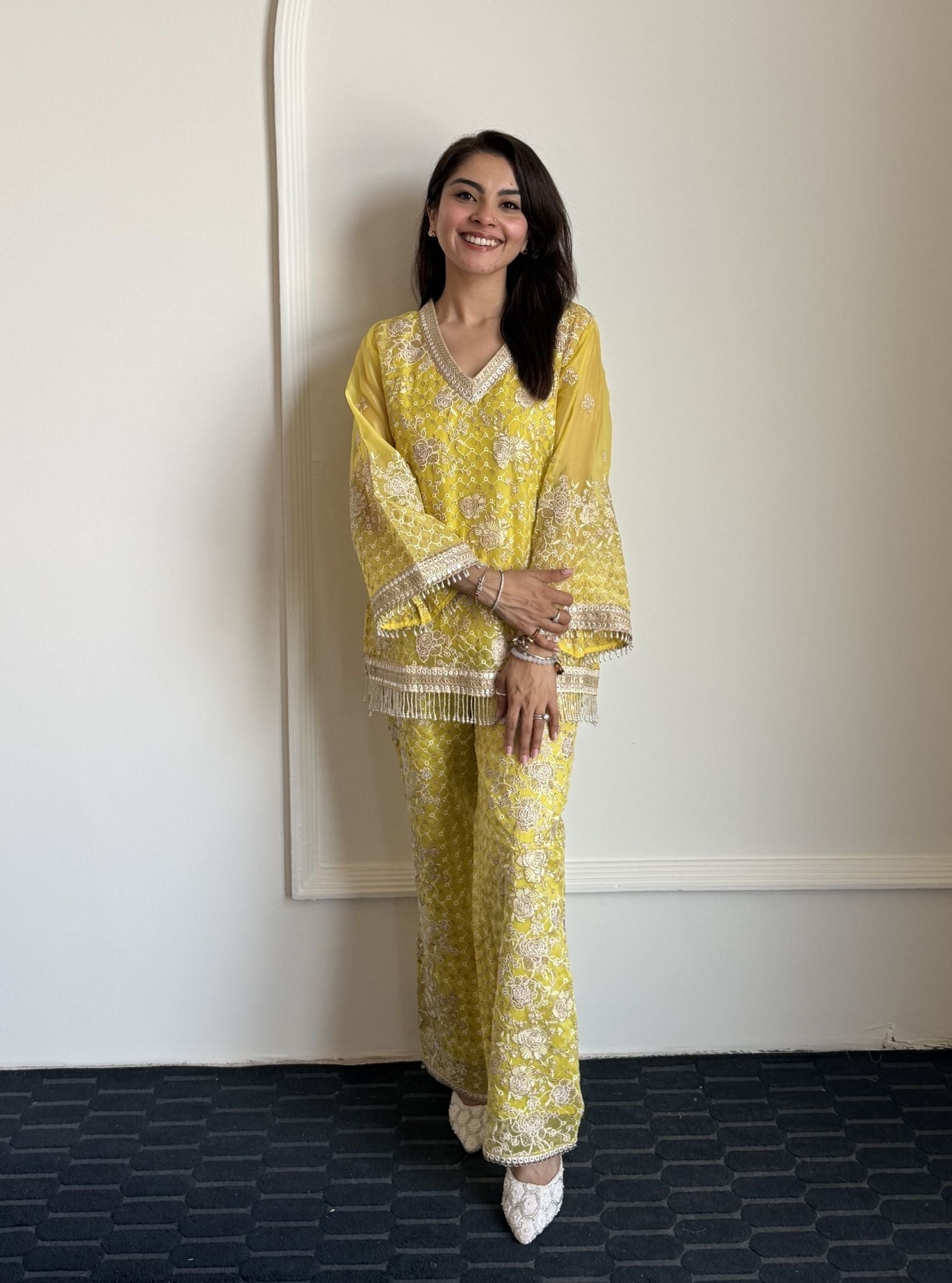 Mudita Organza Lime Green Co-ord Set