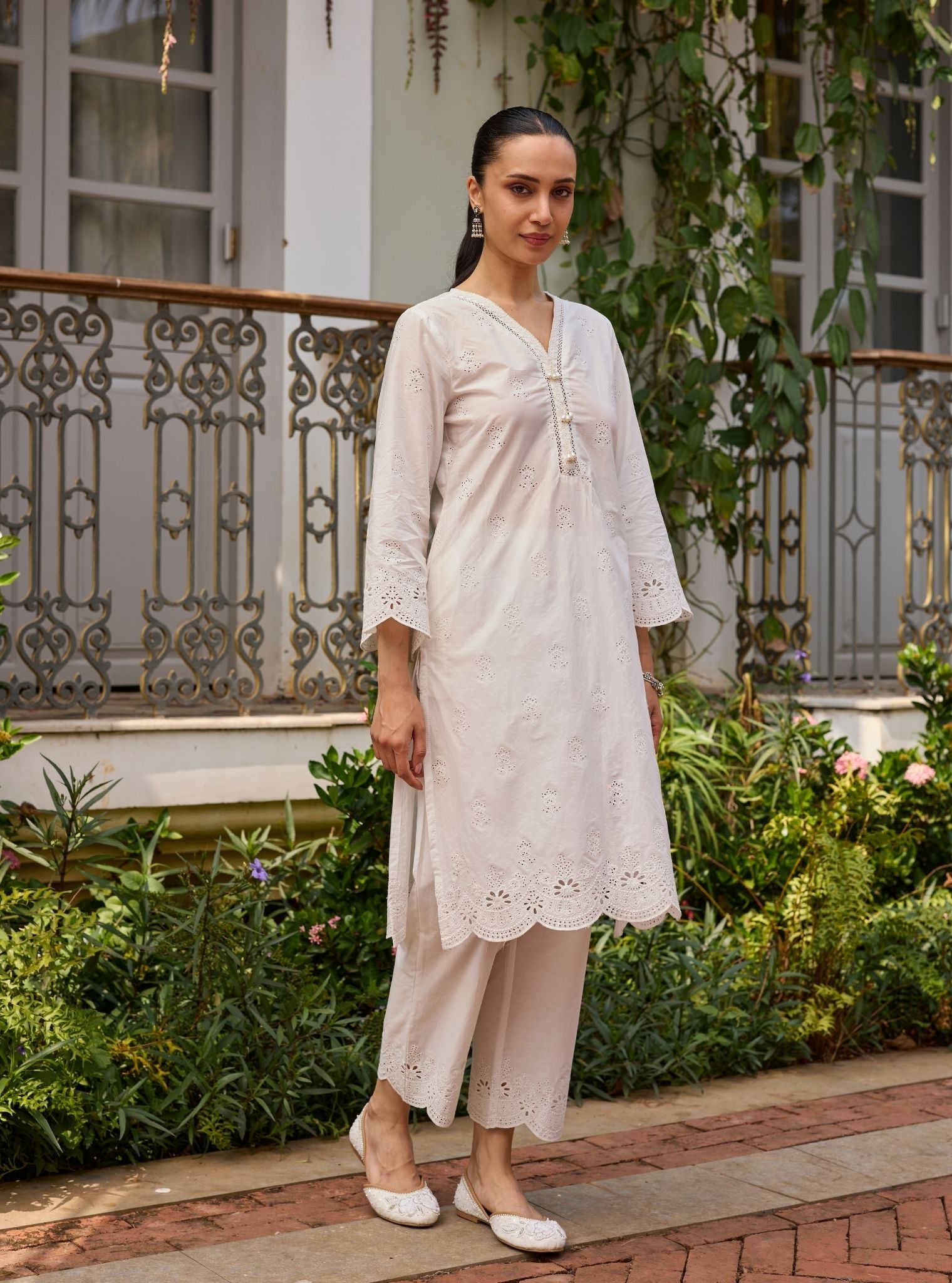 Leniya Supima Cotton White Kurta Set
