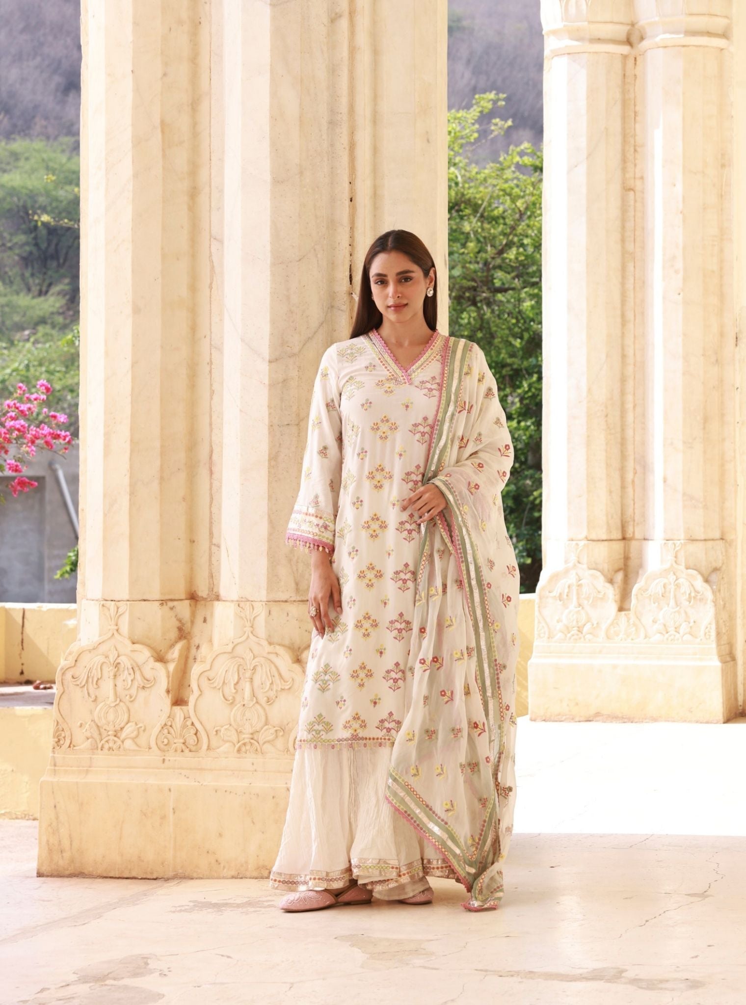 Anekya Off White Lawn Sharara Set