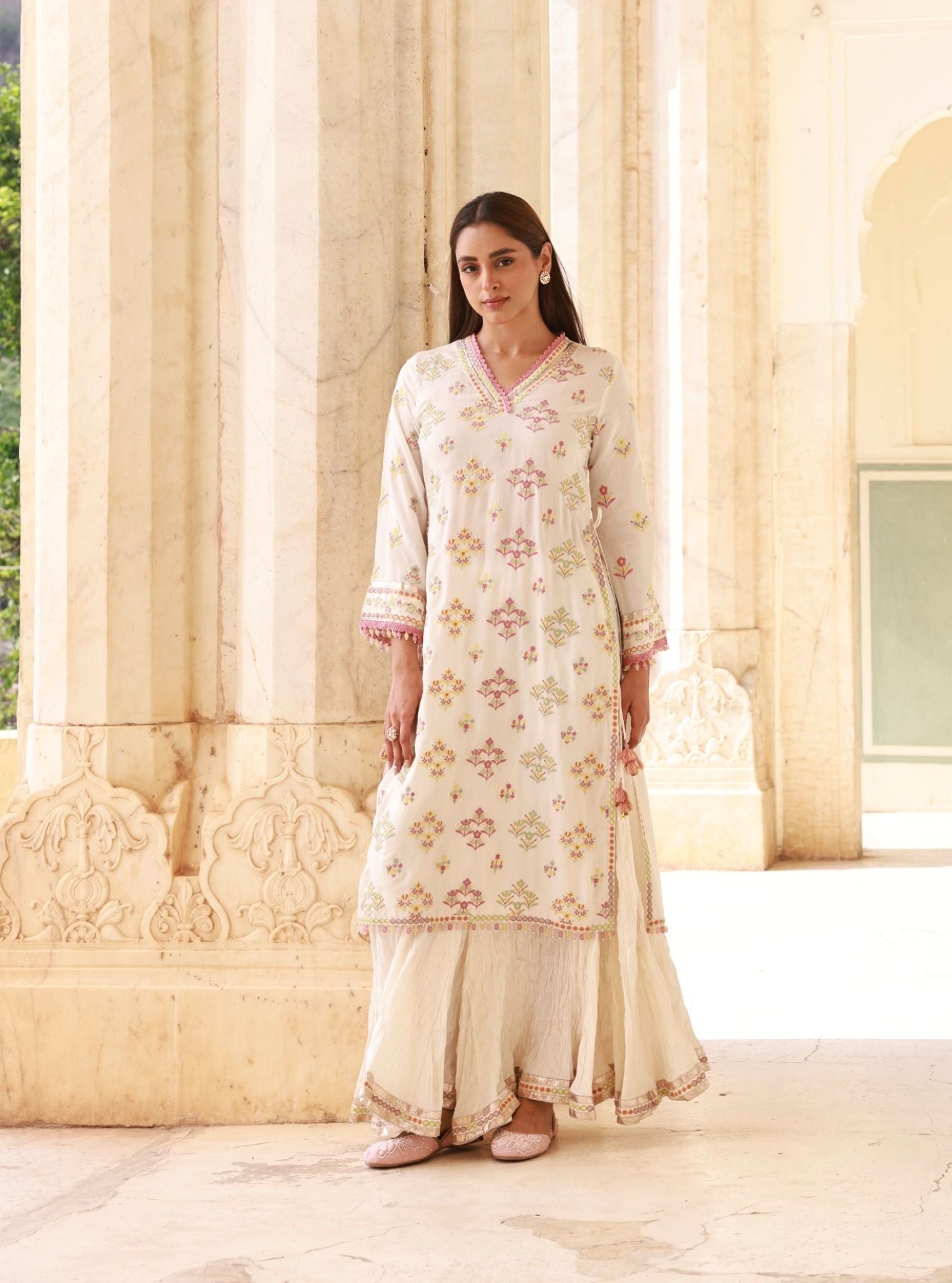 Anekya Off White Lawn Sharara Set