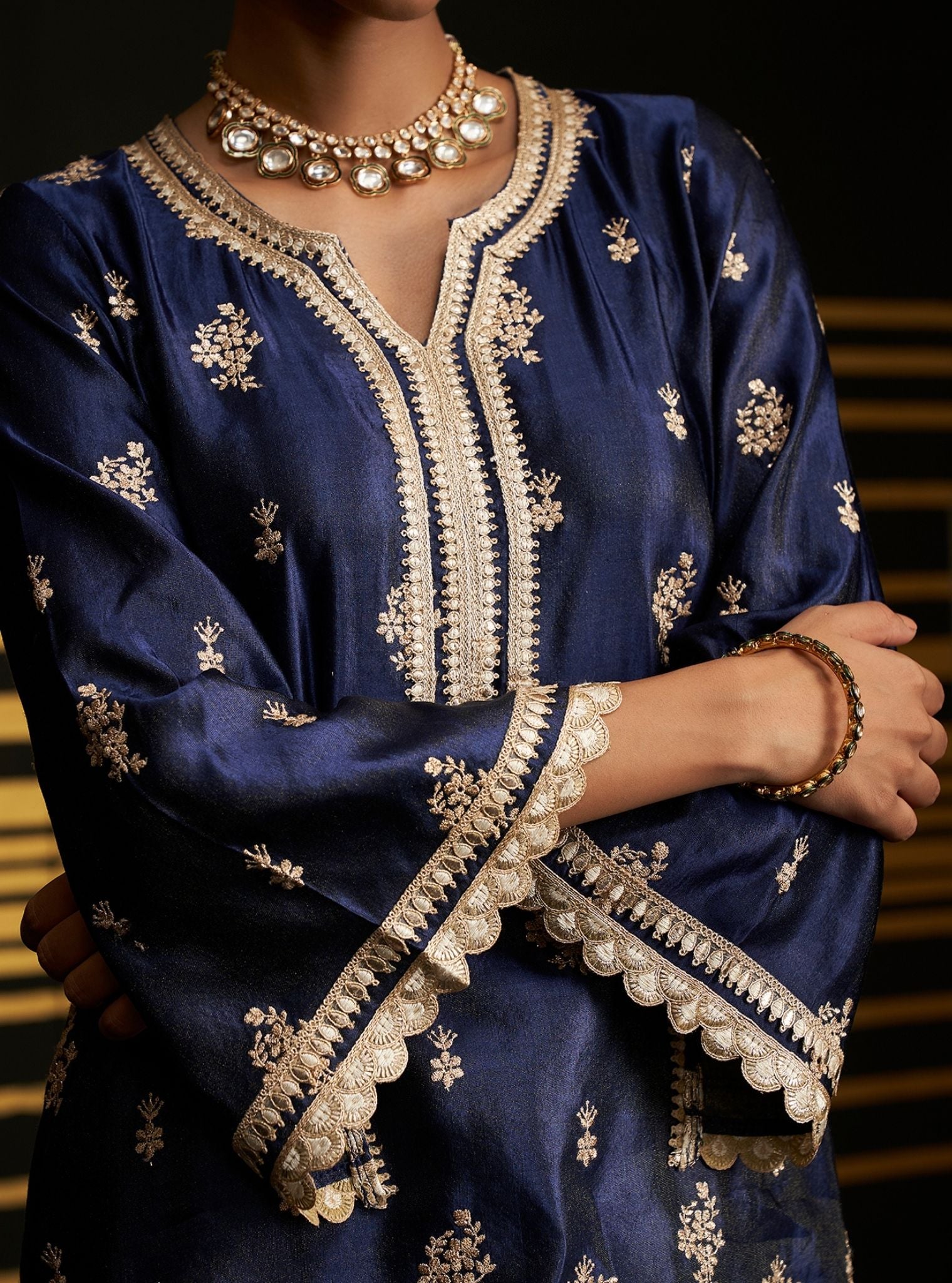 Mulmul HO Silk Vaari Navy Dupatta