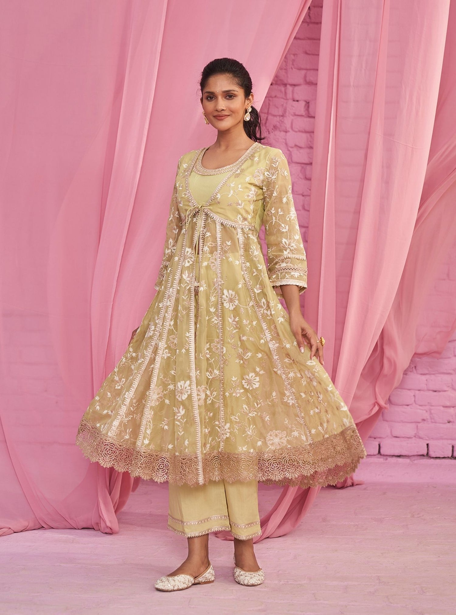 Shail Organza Lime Kurta Set