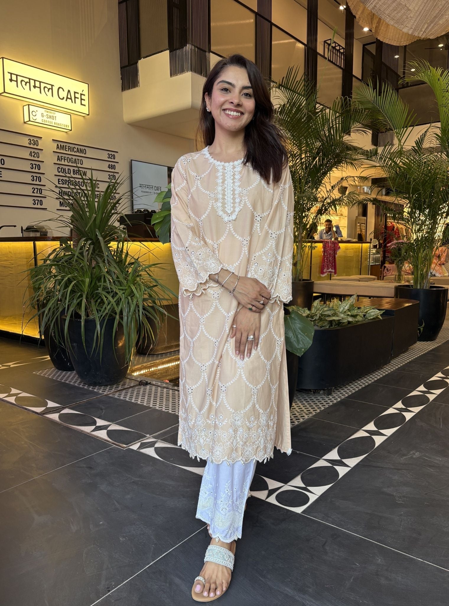 Aashay Supima Cotton Beige Kurta Set