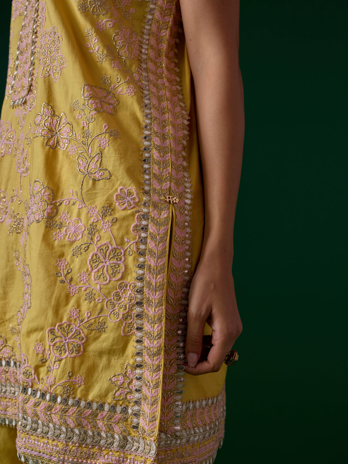 Jivara Supima Cotton Yellow Kurta With Farshi Salwar