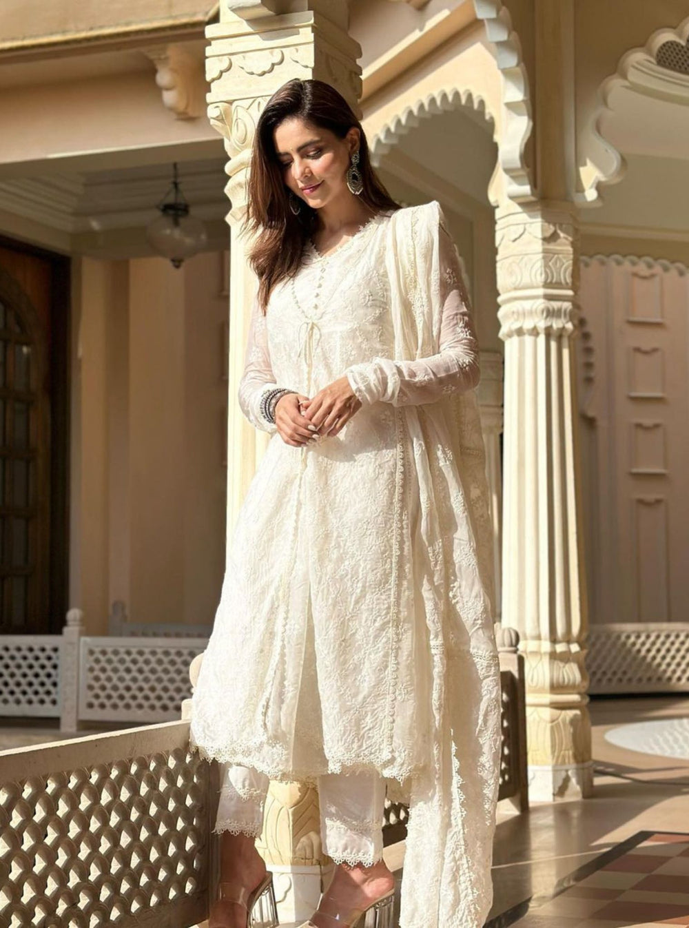 Nessa Organza Off White Kurta Set main image 1