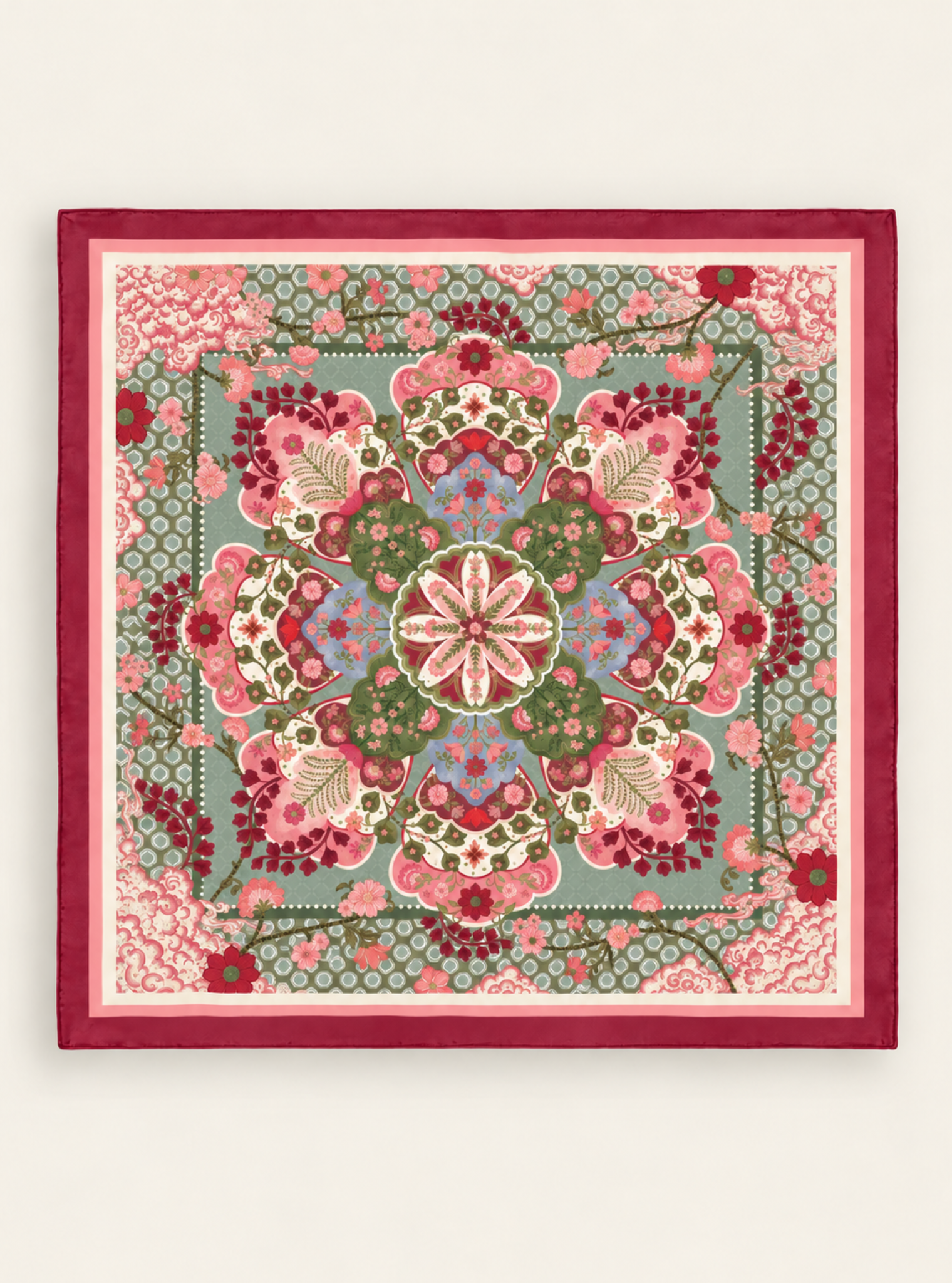 Amelie Cupro Satin Printed Brown Scarf