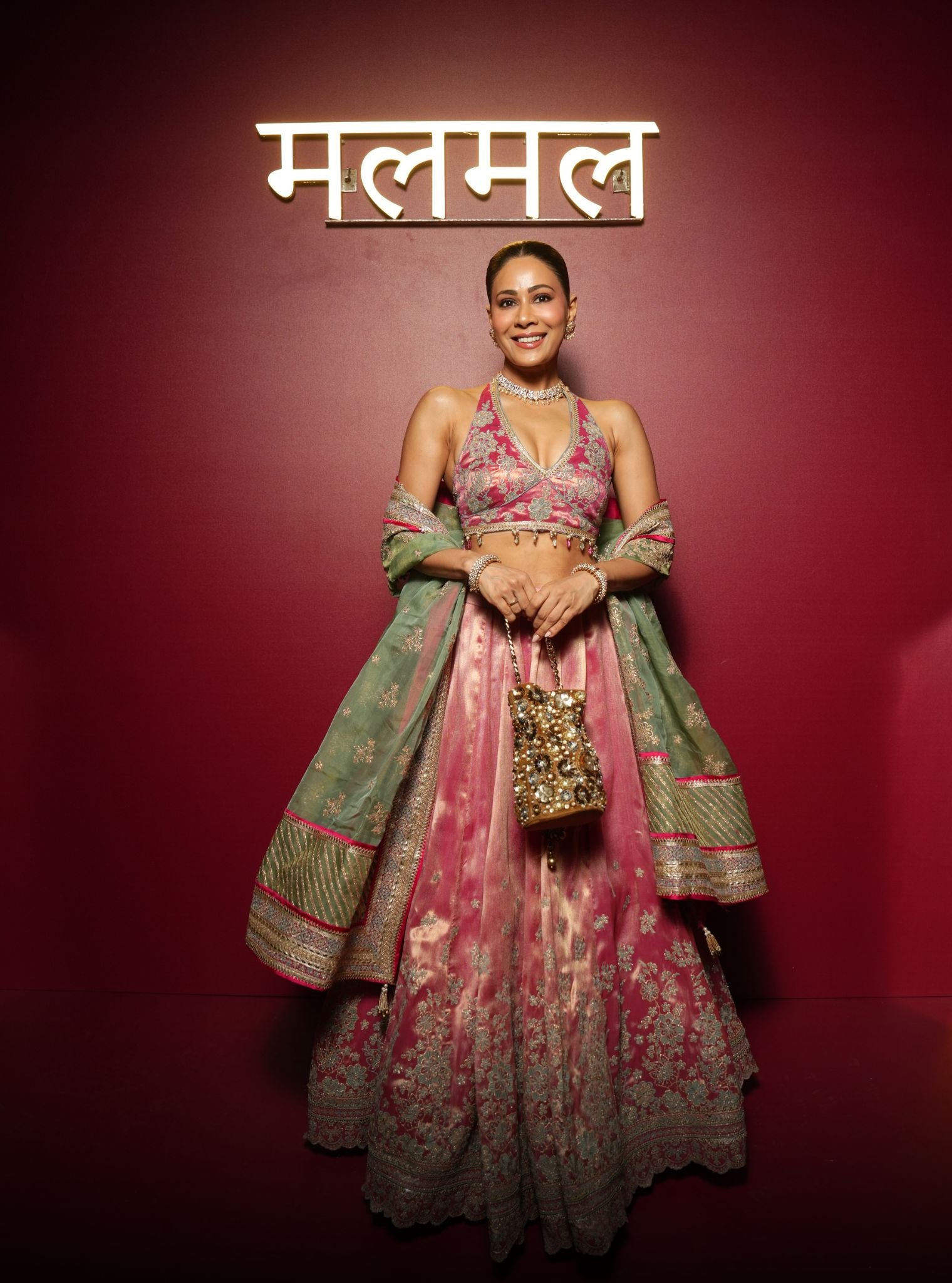 Saawri Bemberg Giraffe Fuchsia Lehenga