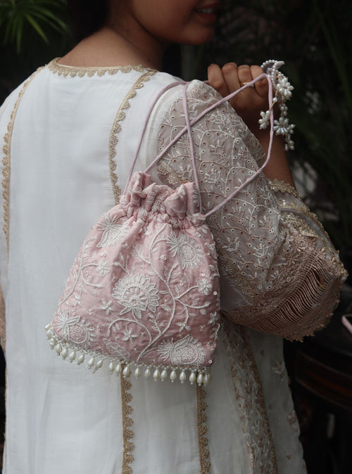 Mulmul Ruhani Pink Potli Bag main image 0