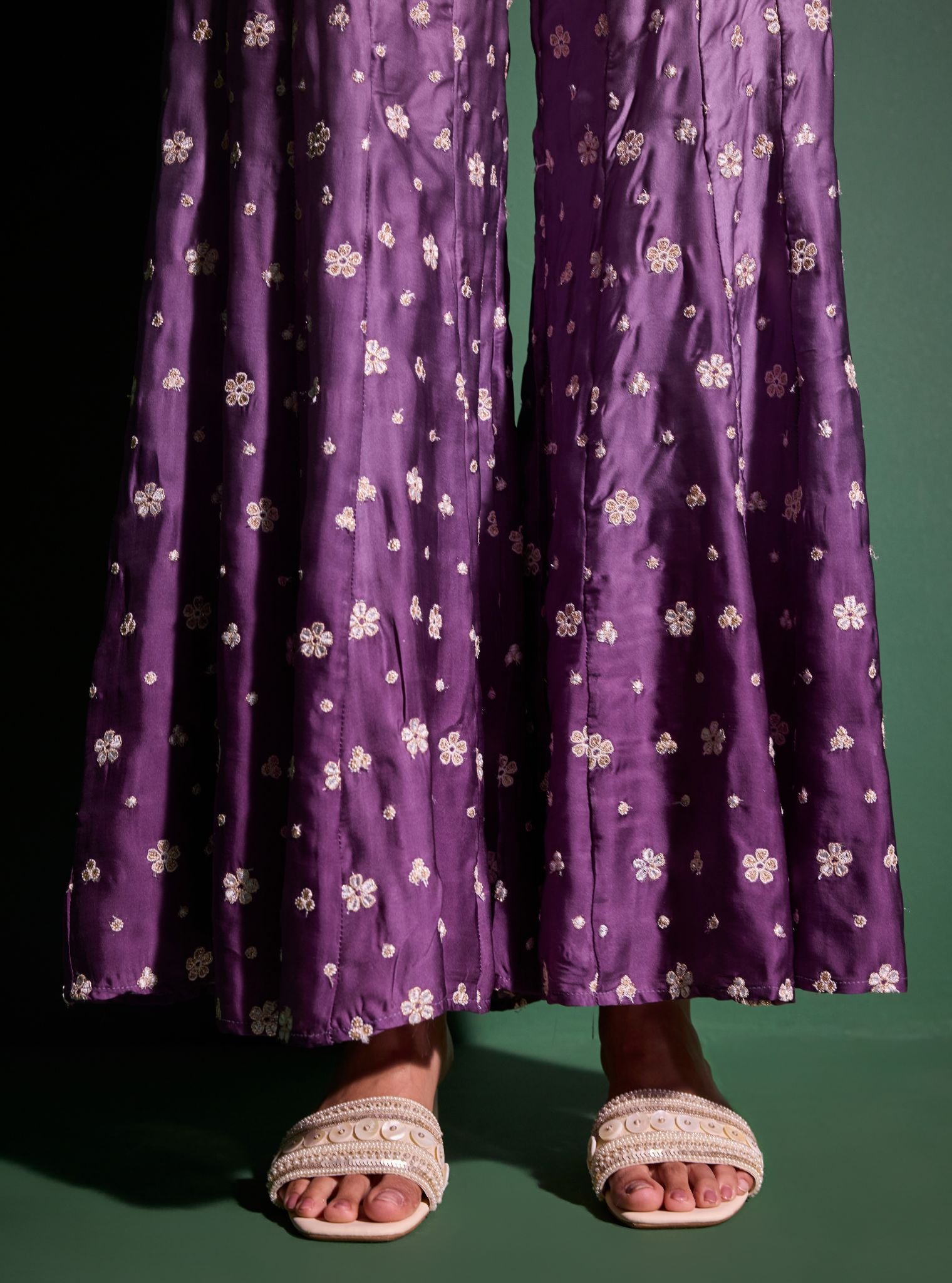 Husna Cupro Satin Ombre Purple With Husna Sharara