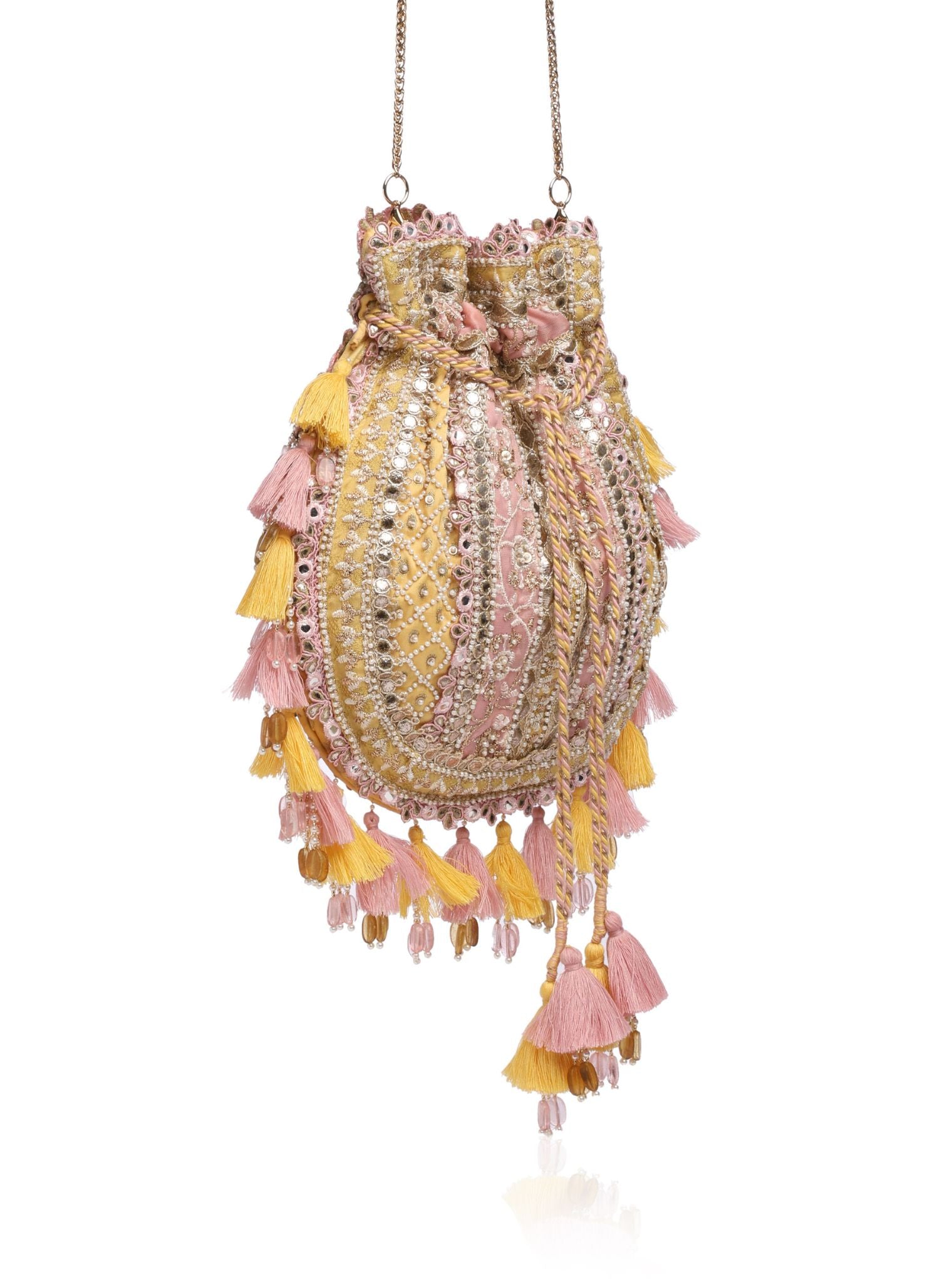 The Jodhpur Charm Yellow Potli Bag