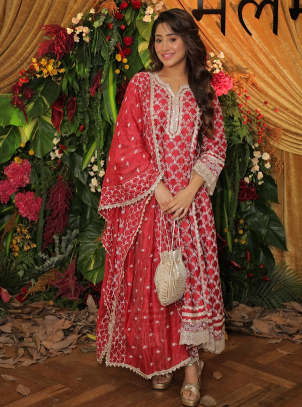 Jheel Pima Red Kurta Set