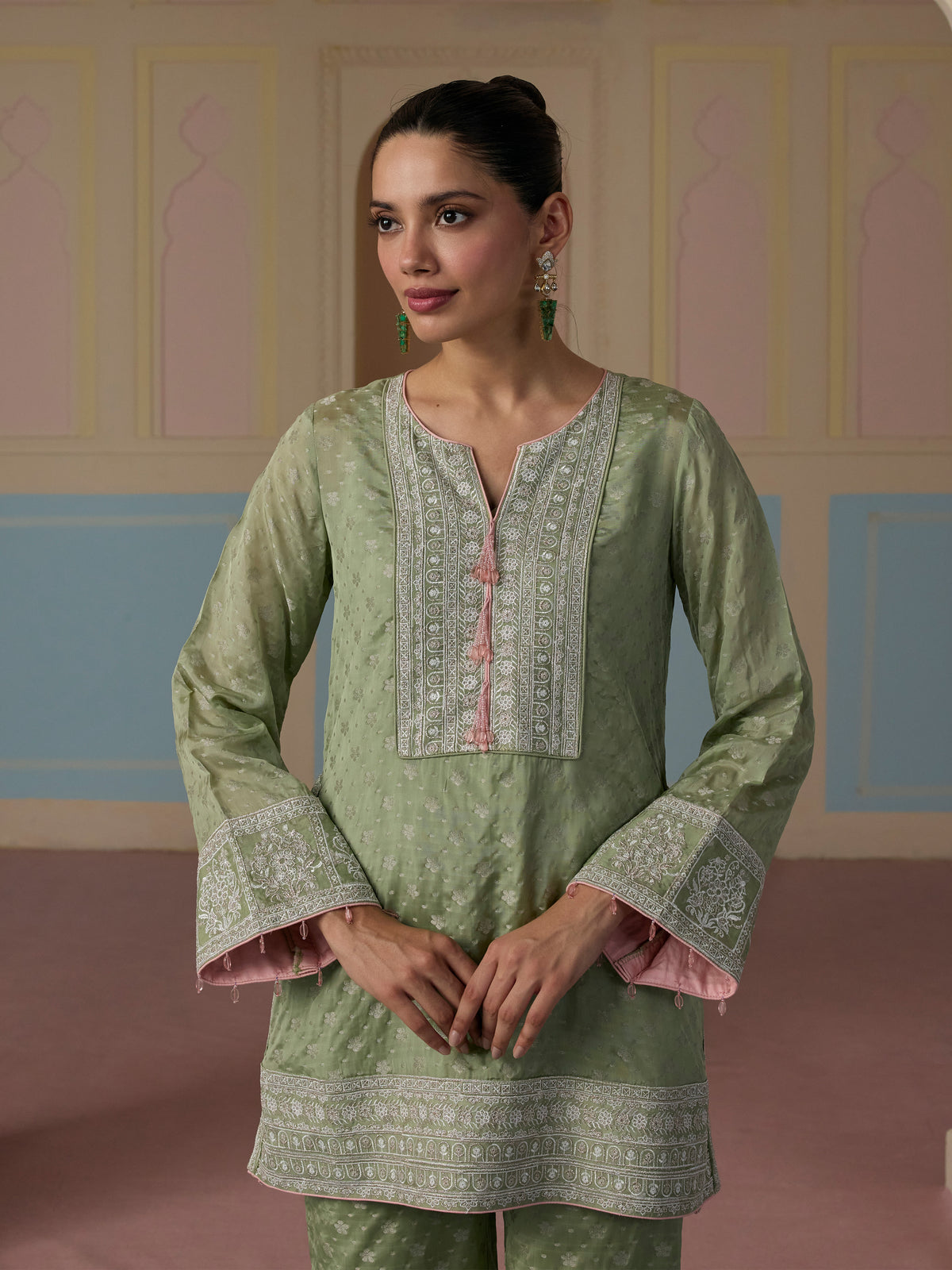 Elara Banarasi Green Co-ord Set