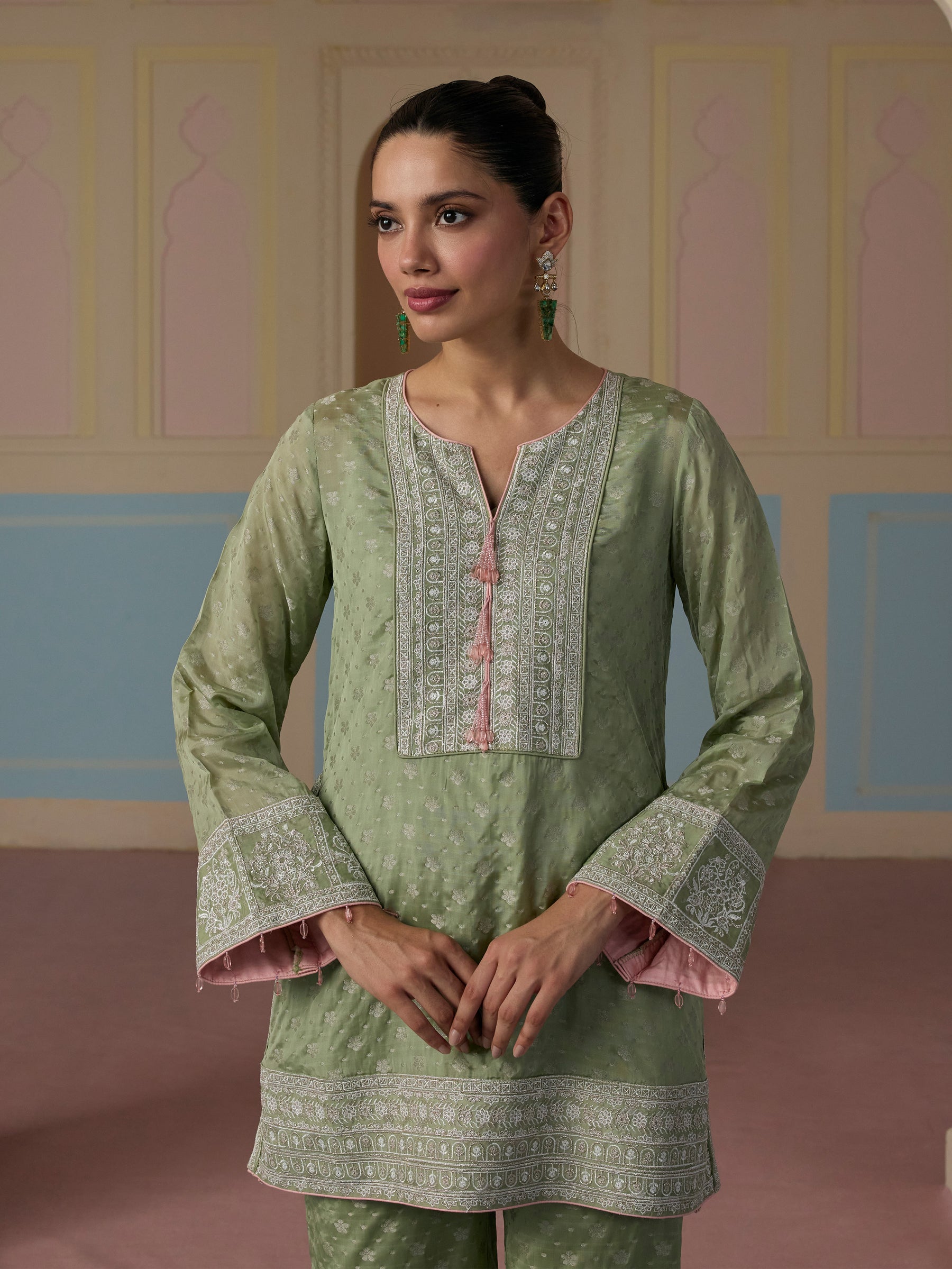 Elara Banarasi Green Co-ord Set