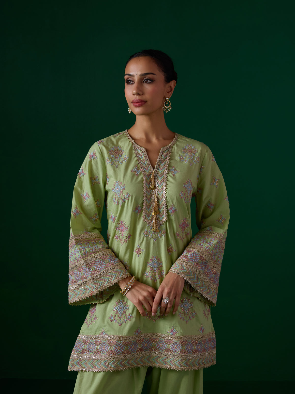 Colette Supima Cotton Green Kurta Set