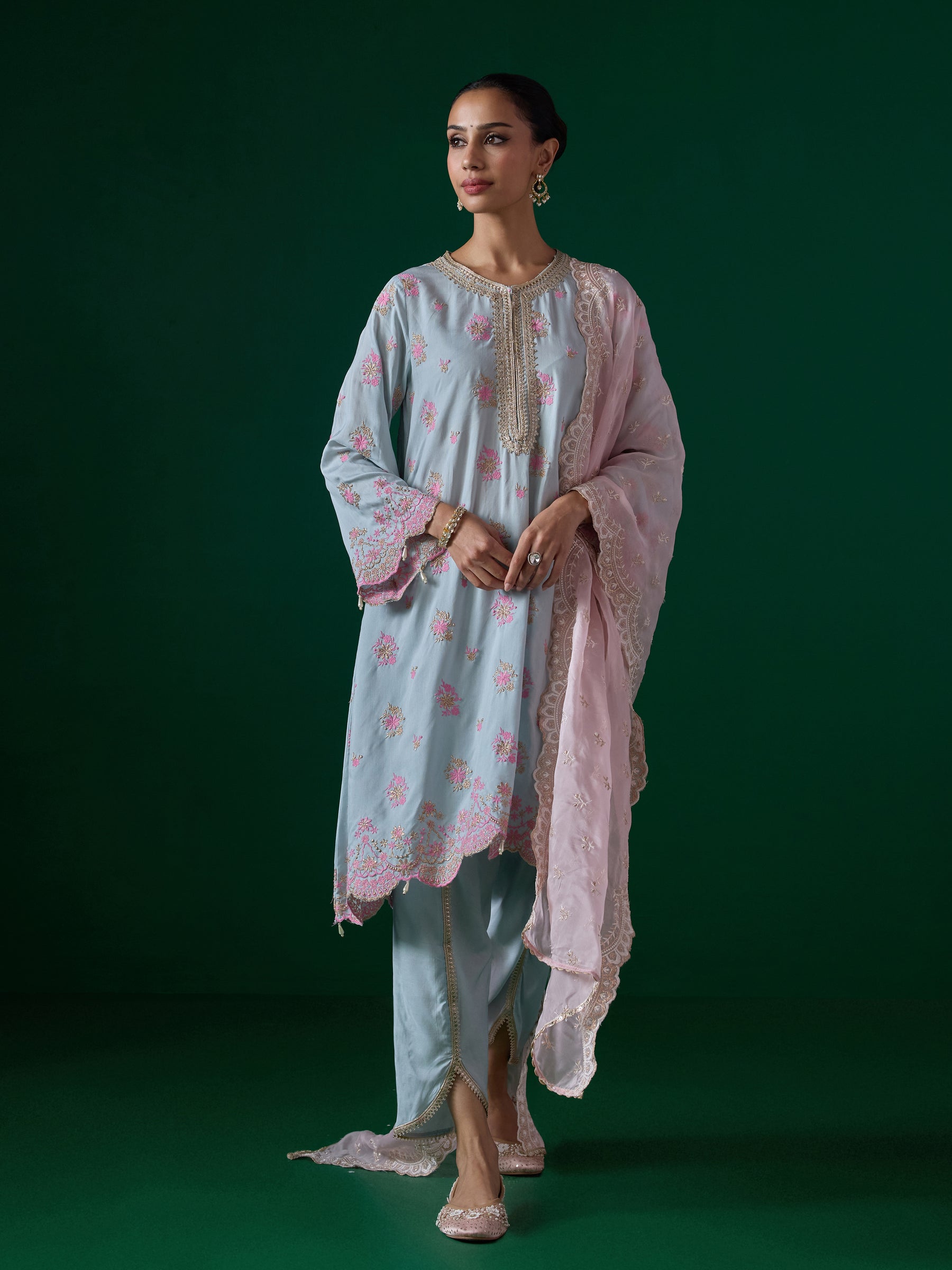 Kangna Lawn Blue Kurta Set