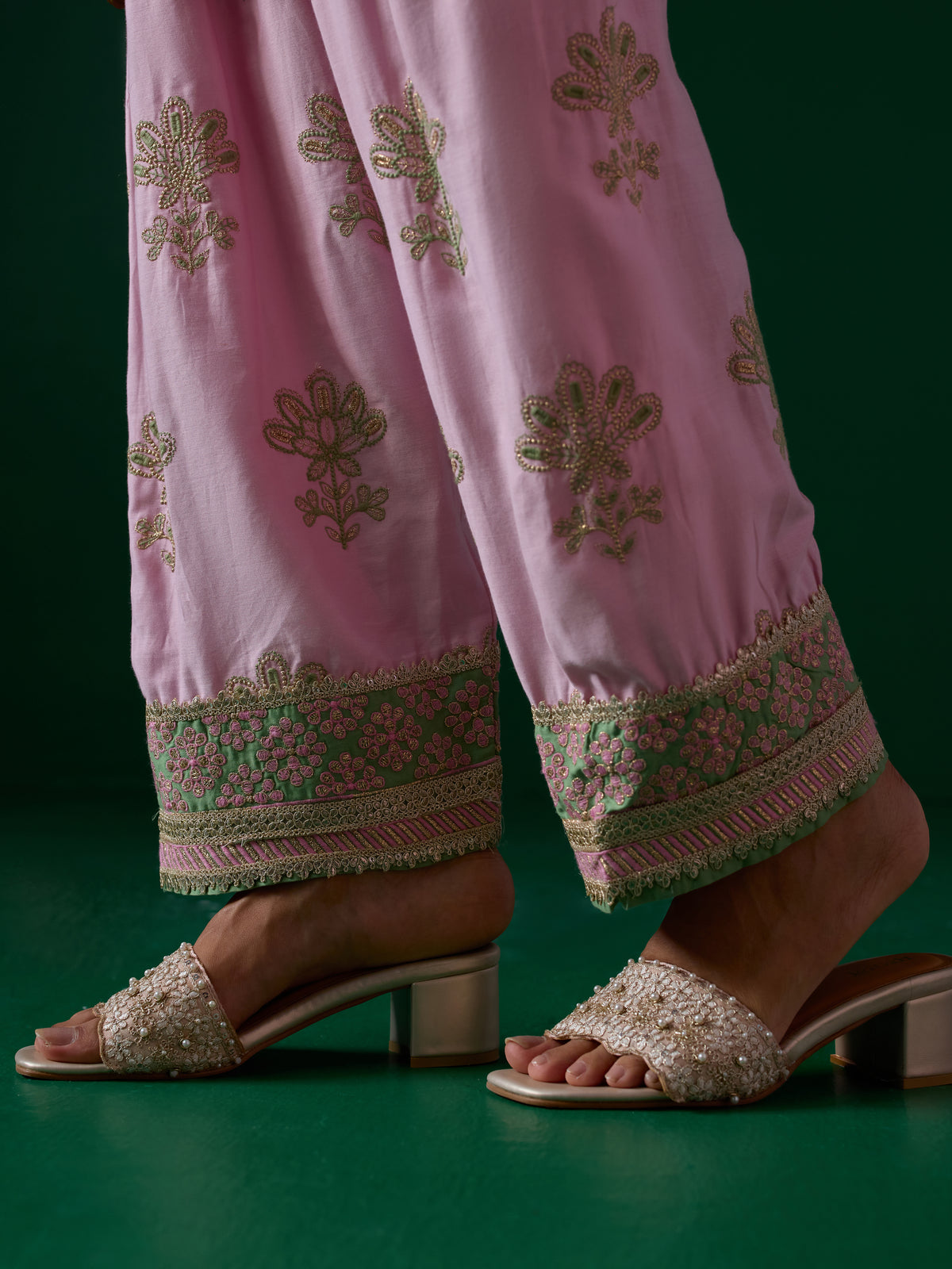 Lani Pima Satin Green Kurta Set