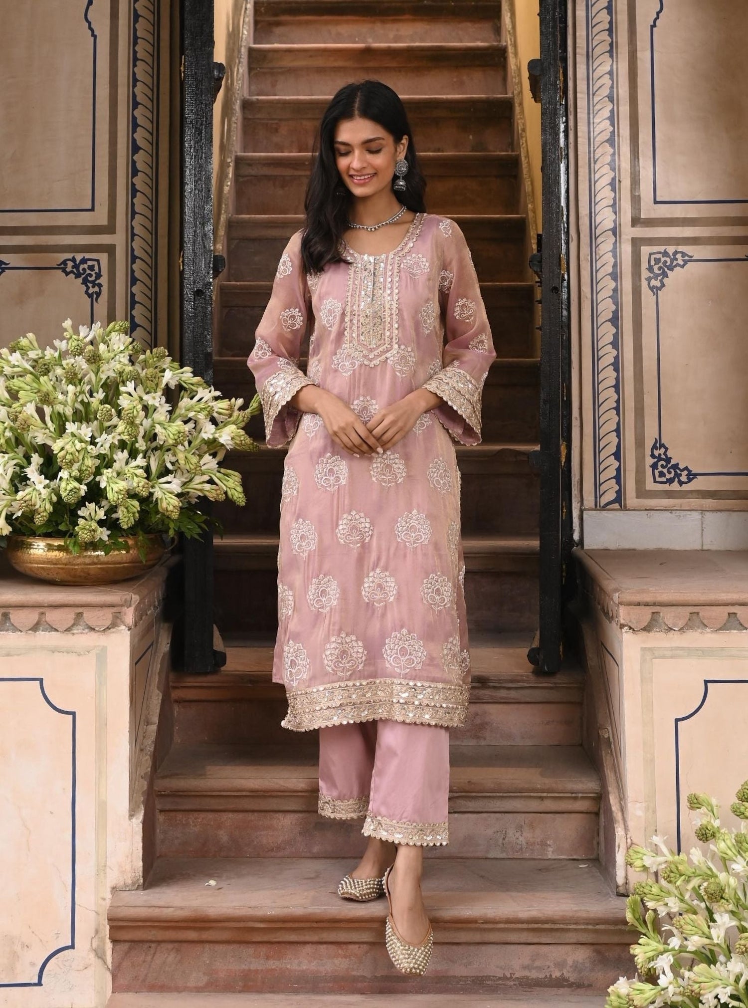 Kasuri Luxe Tissue Moss Green Kurta Set