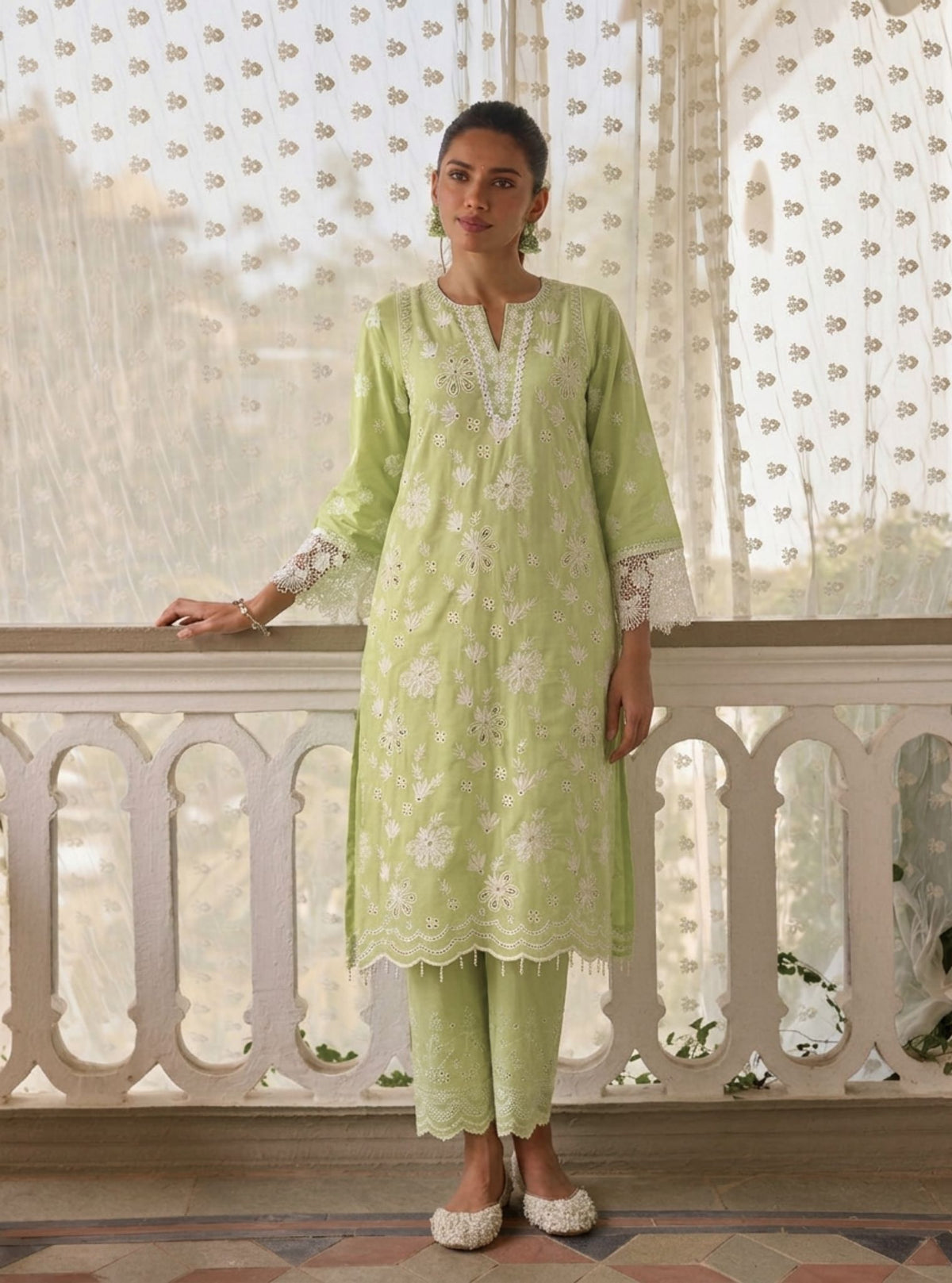 Roli Supima Cotton Green Kurta Set