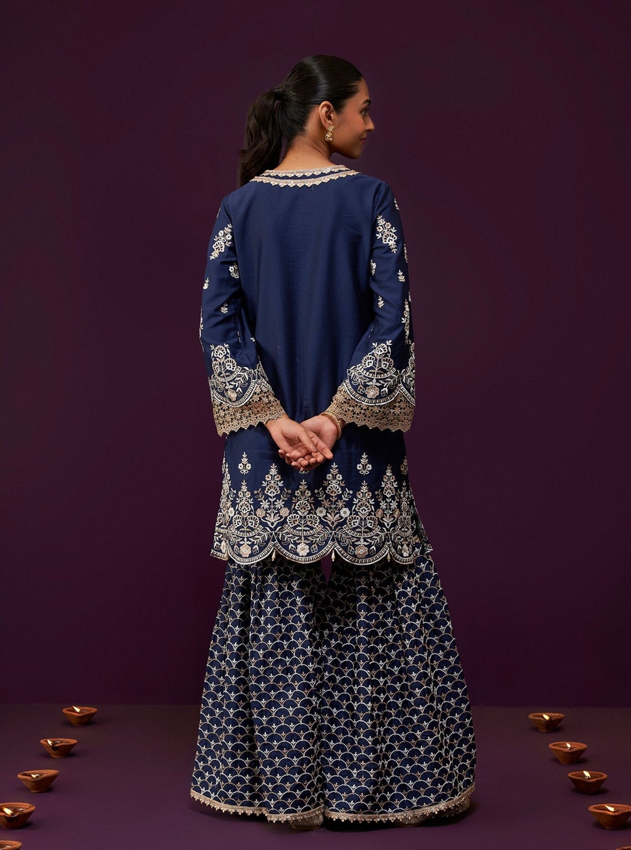 Briti Pima Navy Kurta Set