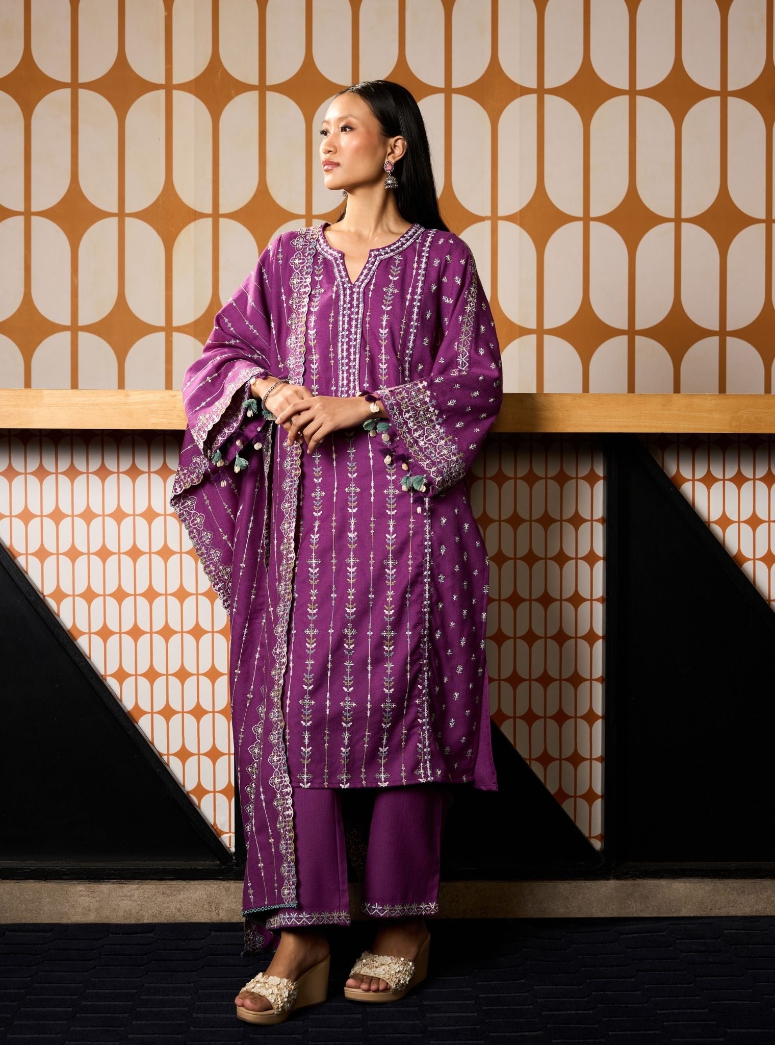 Phoebev Wool Purple Kurta Set
