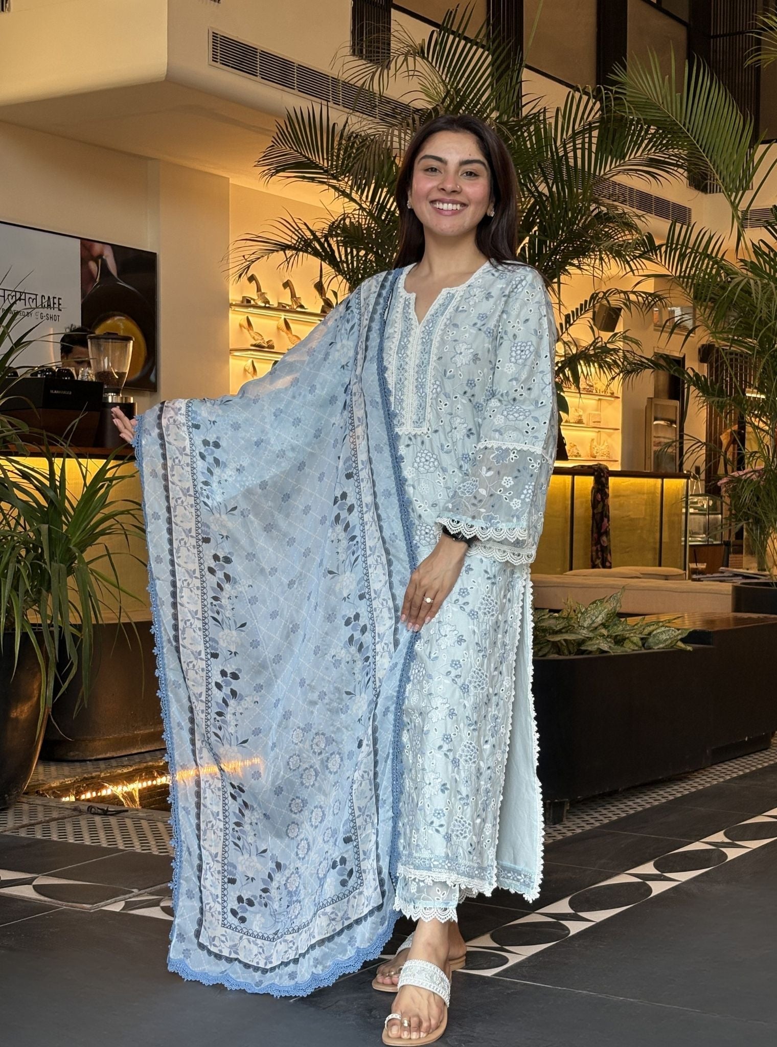 Aaroh Supima Cotton Blue Kurta Set