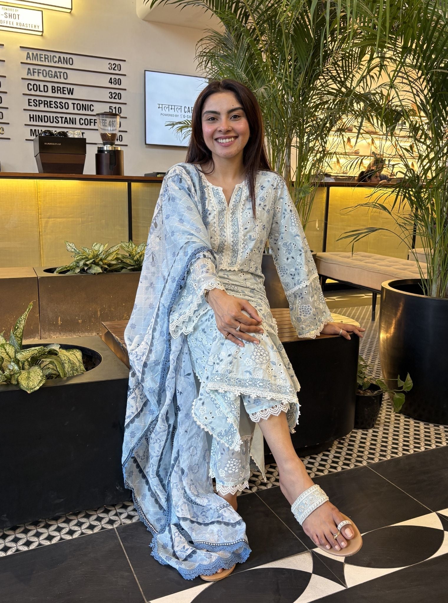 Aaroh Supima Cotton Blue Kurta Set