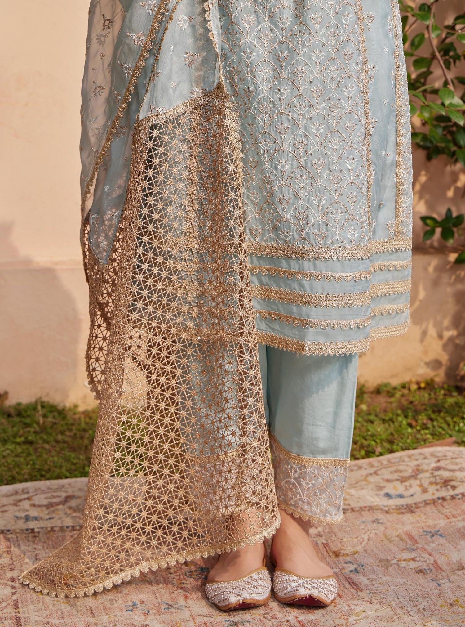 Vipas Organza Blue Kurta with Salwar Set main image 0