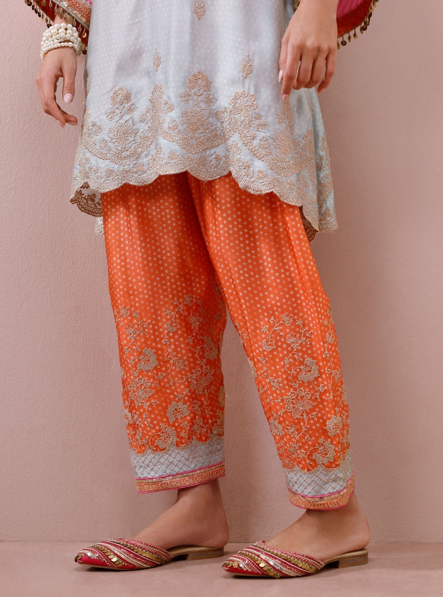 Iraa Cupro Satin Blue Kurta Set