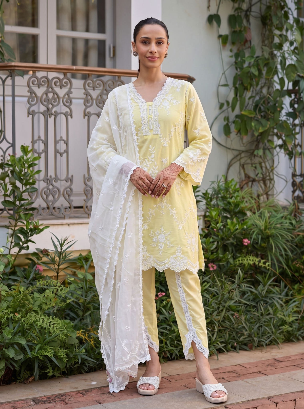 Atrai Supima Cotton Yellow Kurta Set