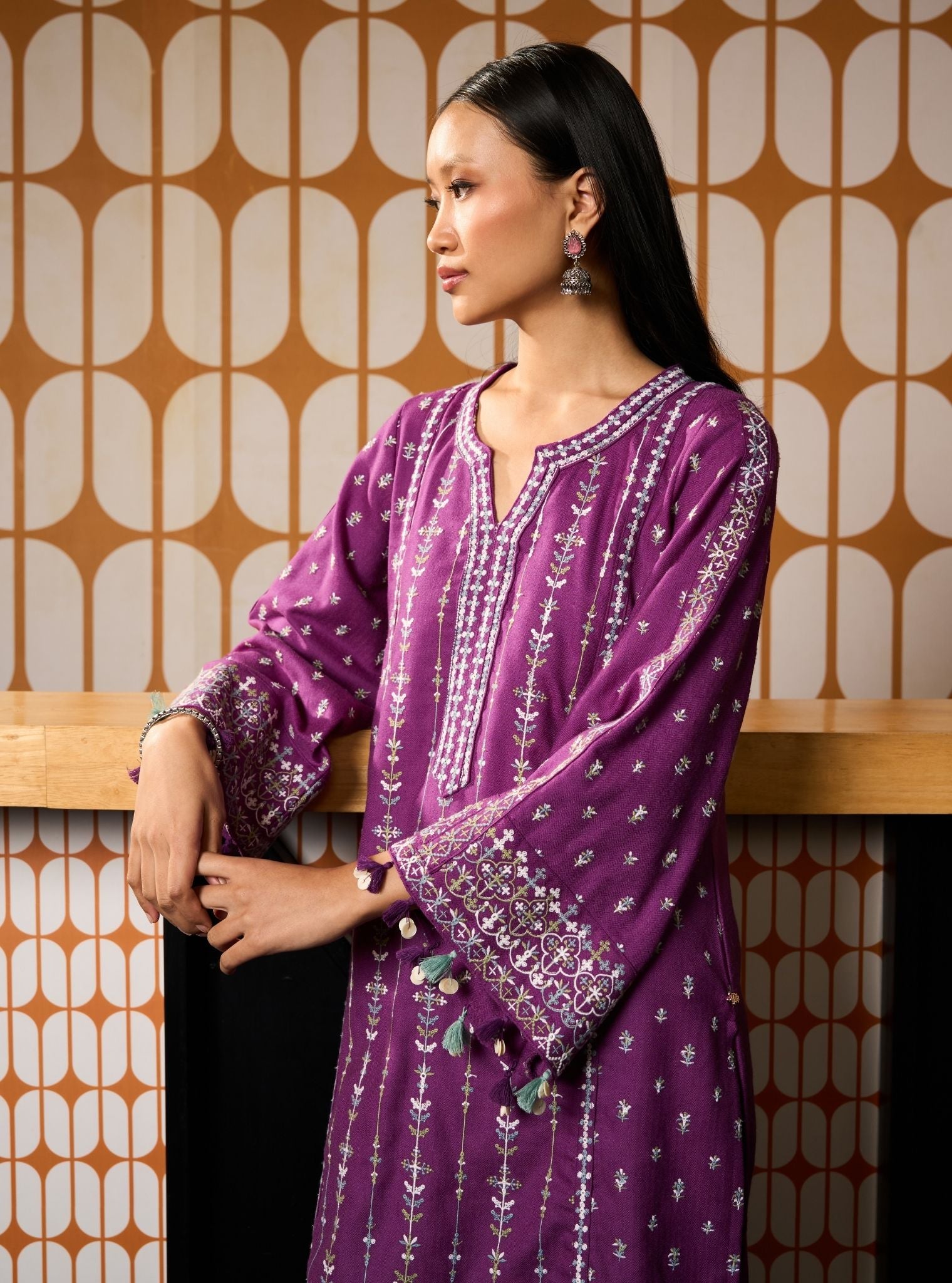 Phoebev Wool Purple Kurta Set