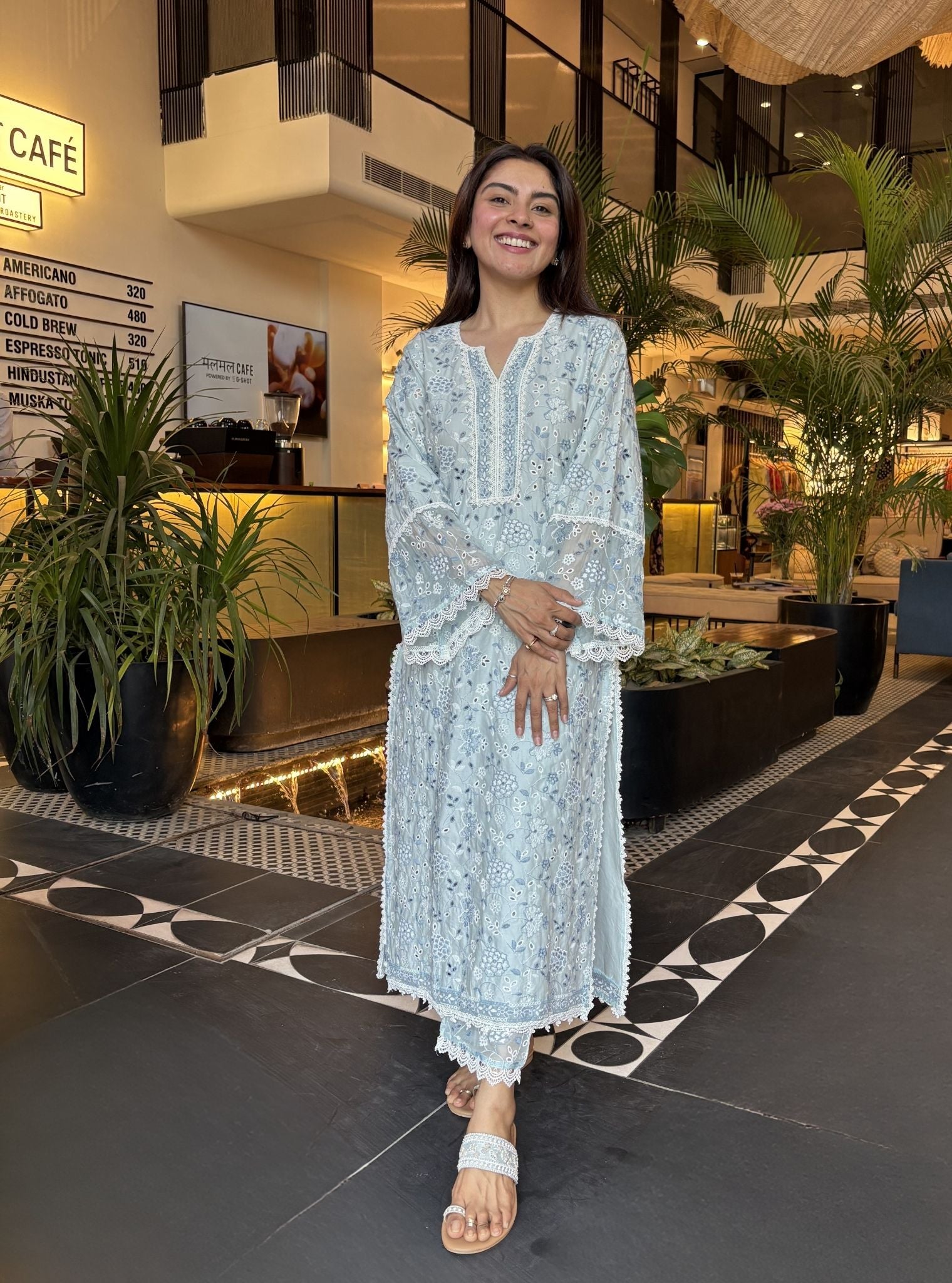 Aaroh Supima Cotton Blue Kurta Set