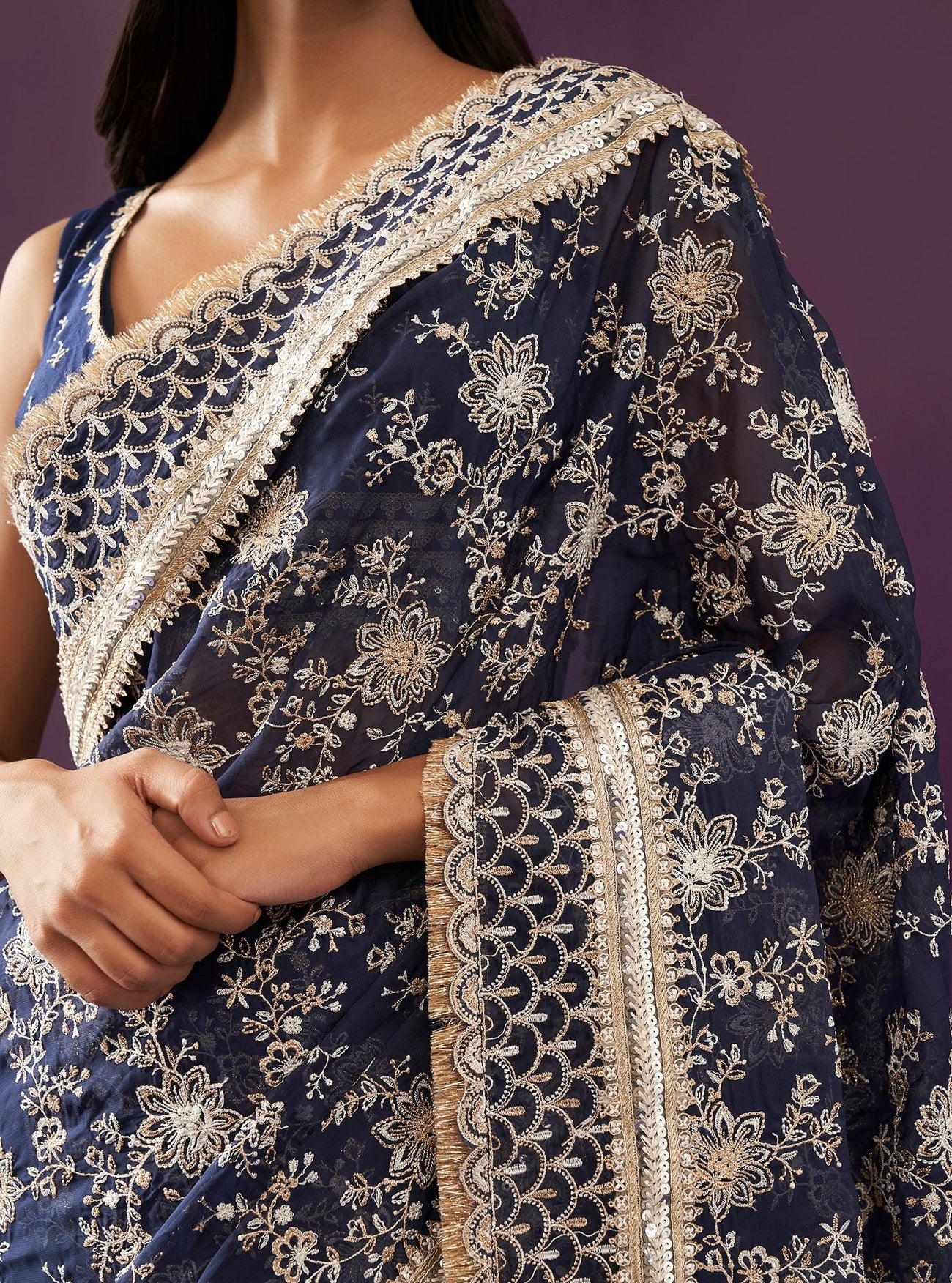 Kamon Organza Off White Saree