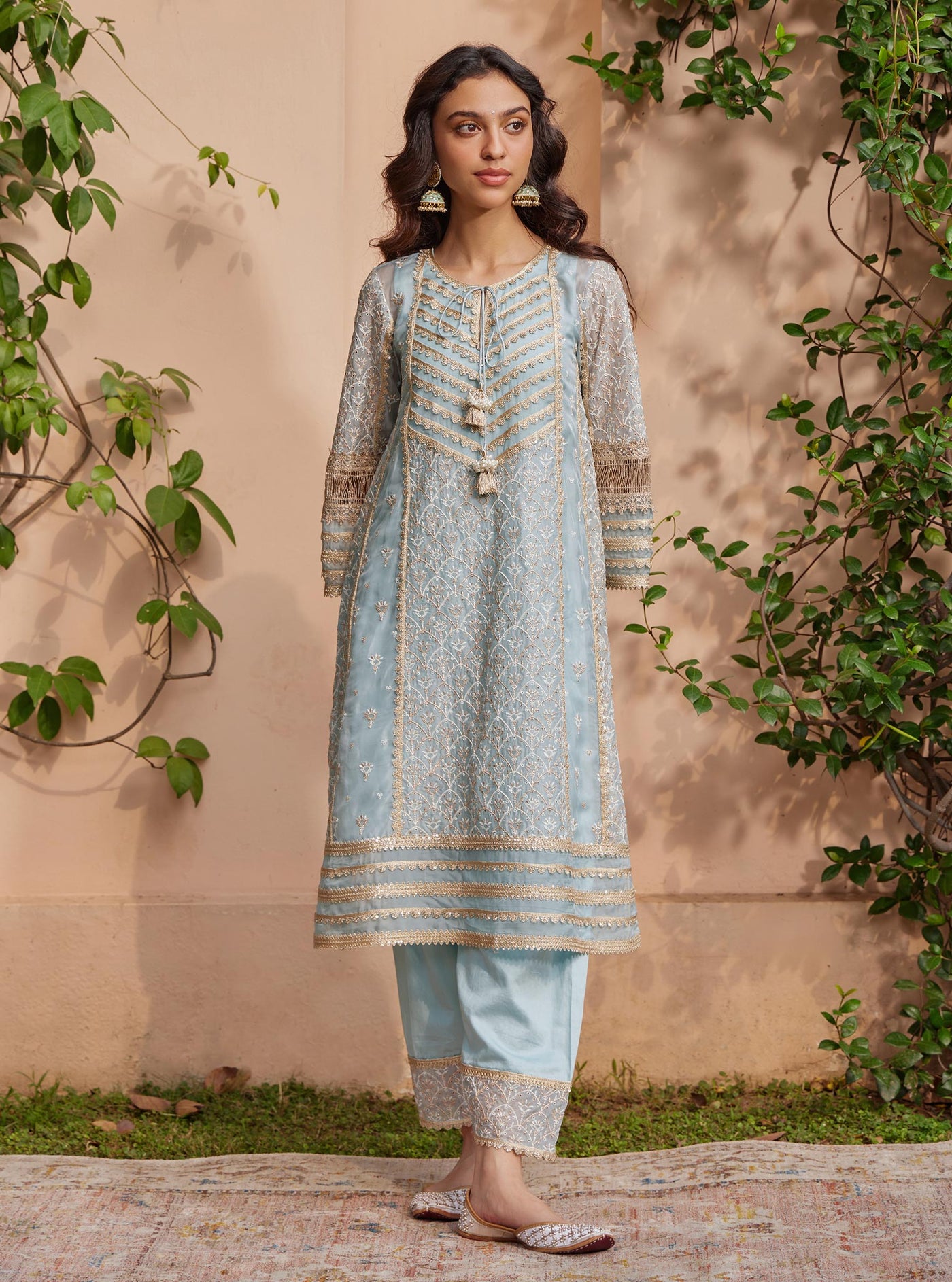 Vipas Organza Blue Kurta with Salwar Set main image 1