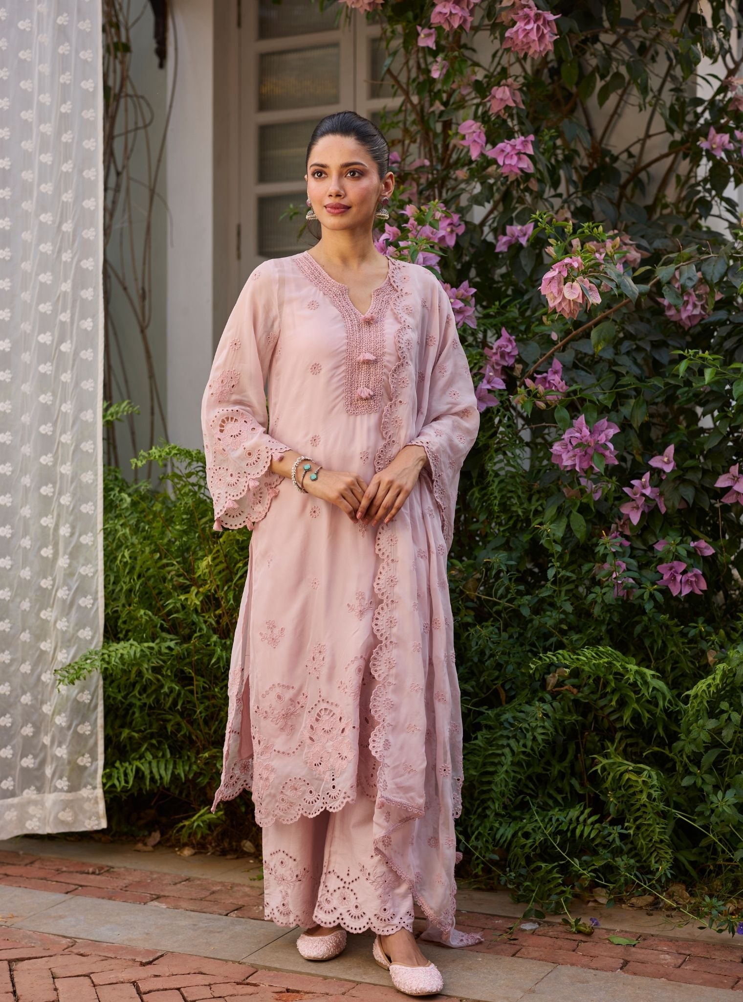 Miso Organza Dusty Pink Kurta Set
