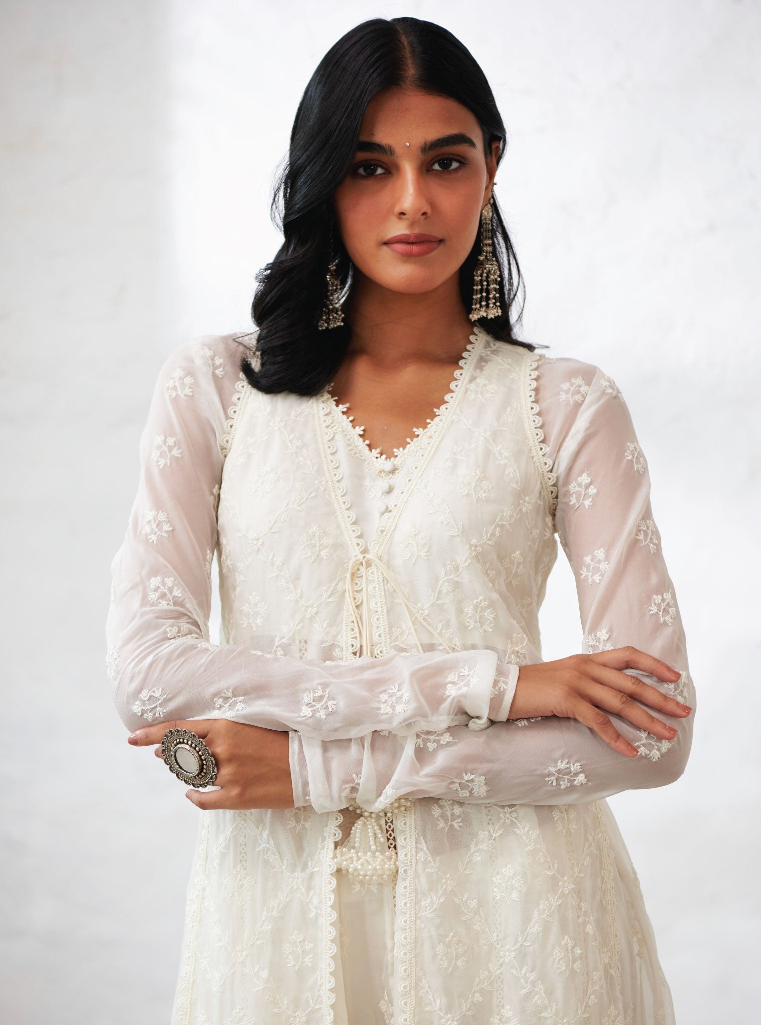 Mulmul Organza Essex Anarkali Kurta with Organza Jacket