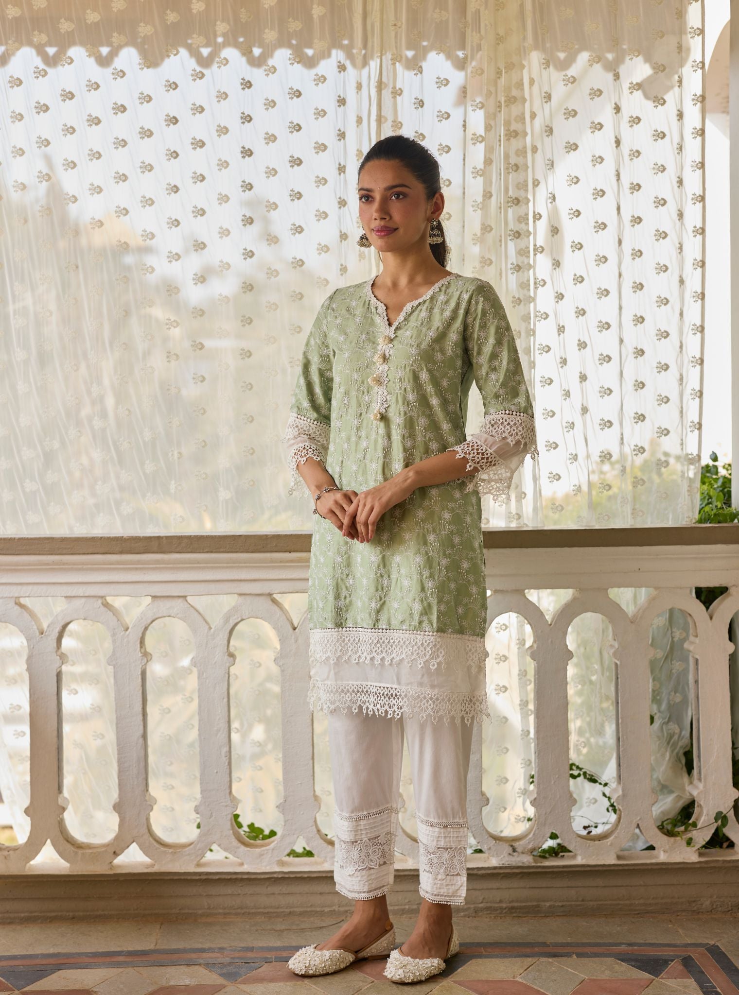 Ivy Supima Cotton Green Kurta Set