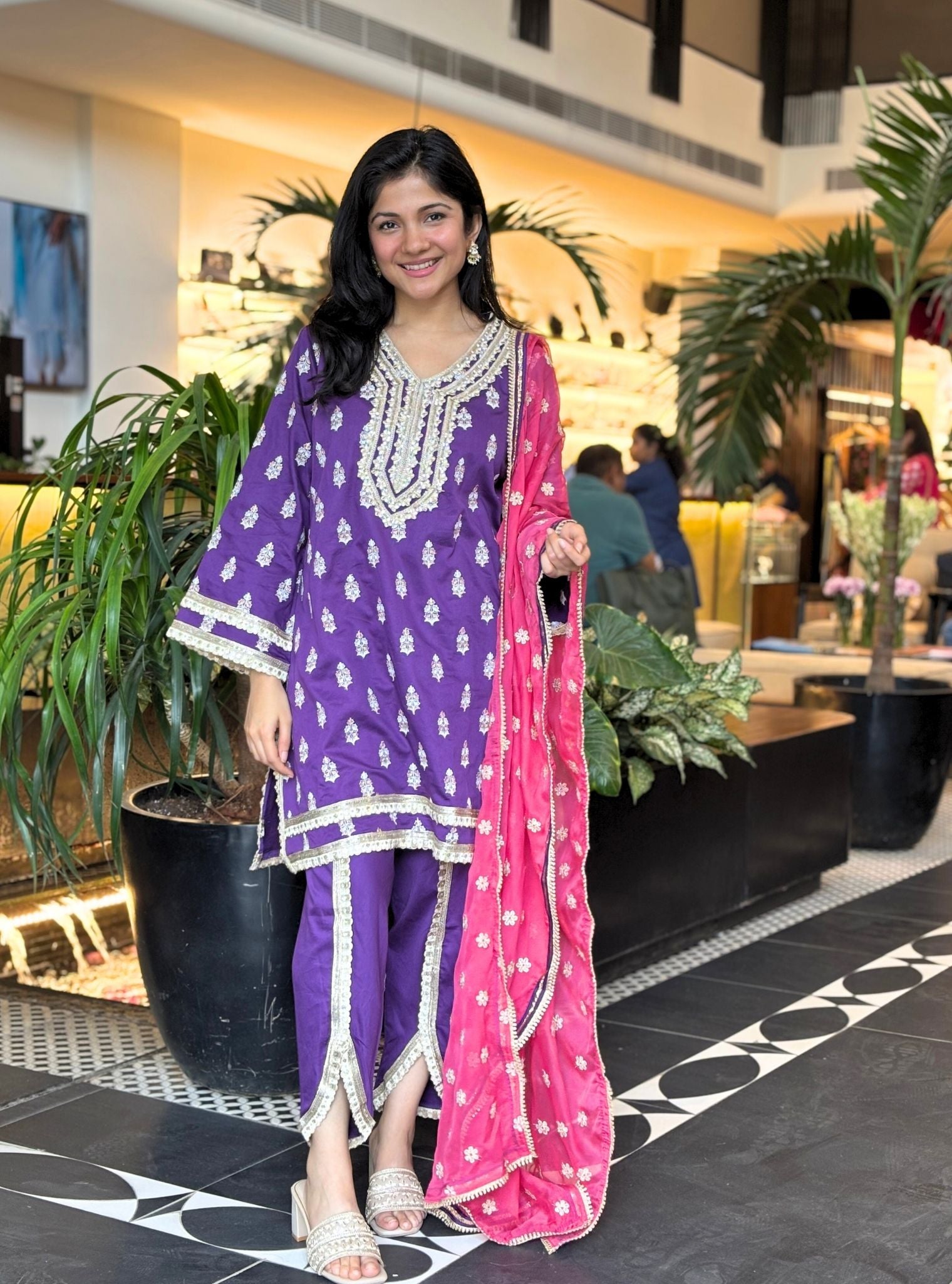 Mulmul Pima Sama Purple Kurta with Kasuni Purple Pant