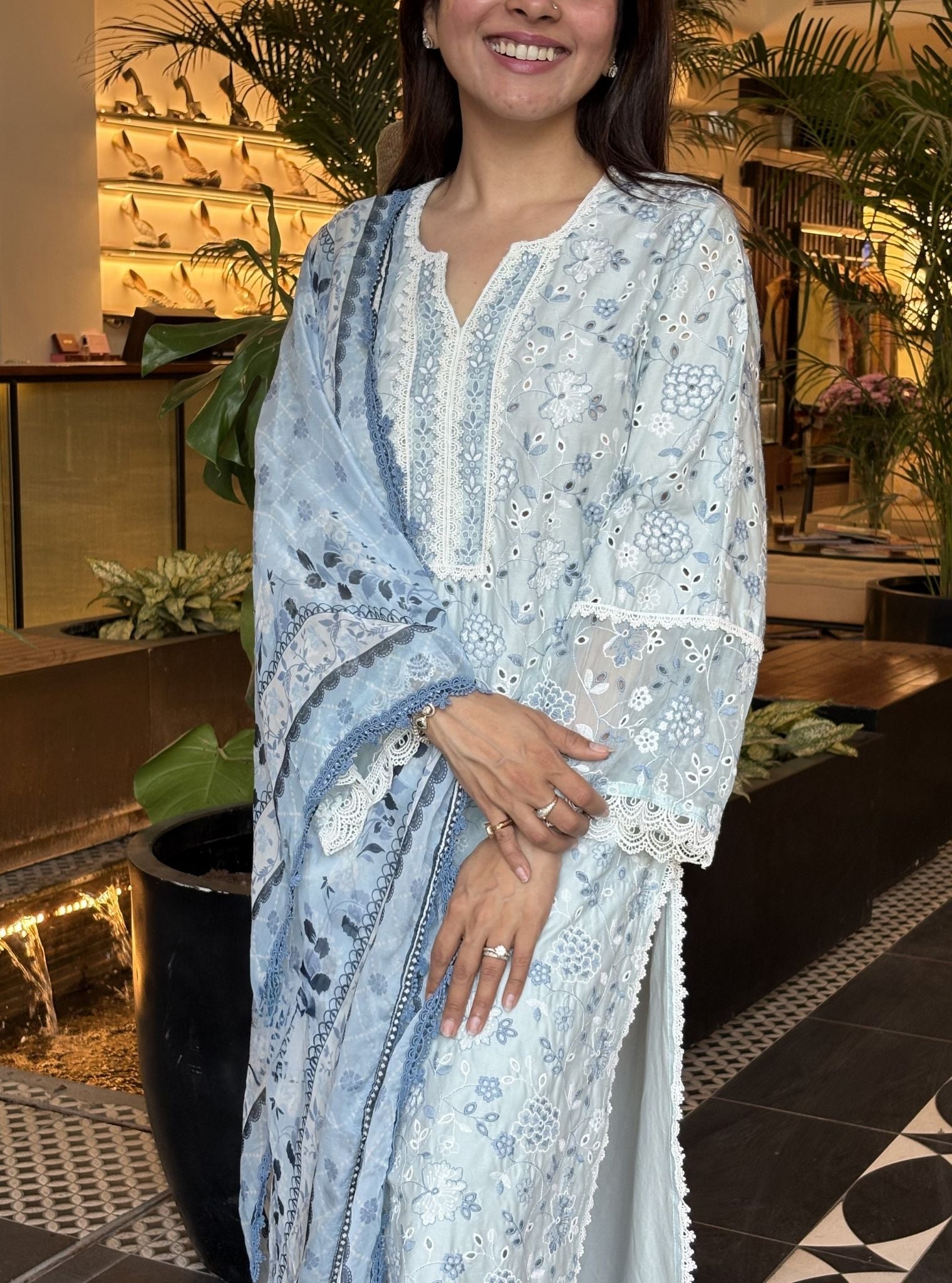 Aaroh Supima Cotton Blue Kurta Set